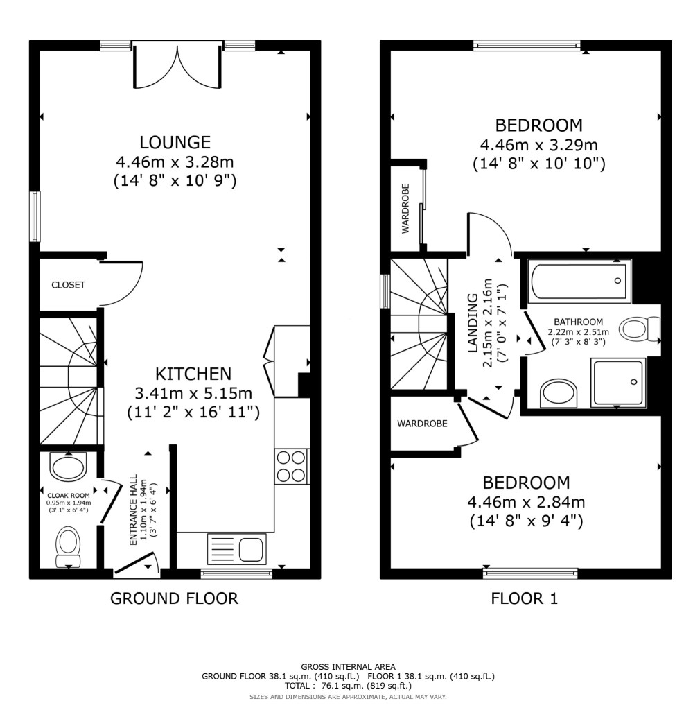 2 bed end of terrace house to rent in Swift Avenue, Ashford - Property floorplan