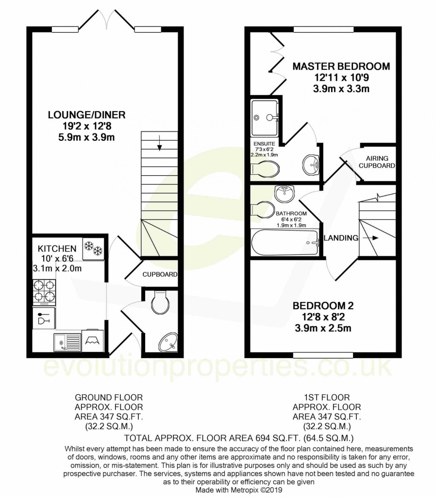 2 bed semi-detached house for sale in Farmers Way, Ashford - Property floorplan