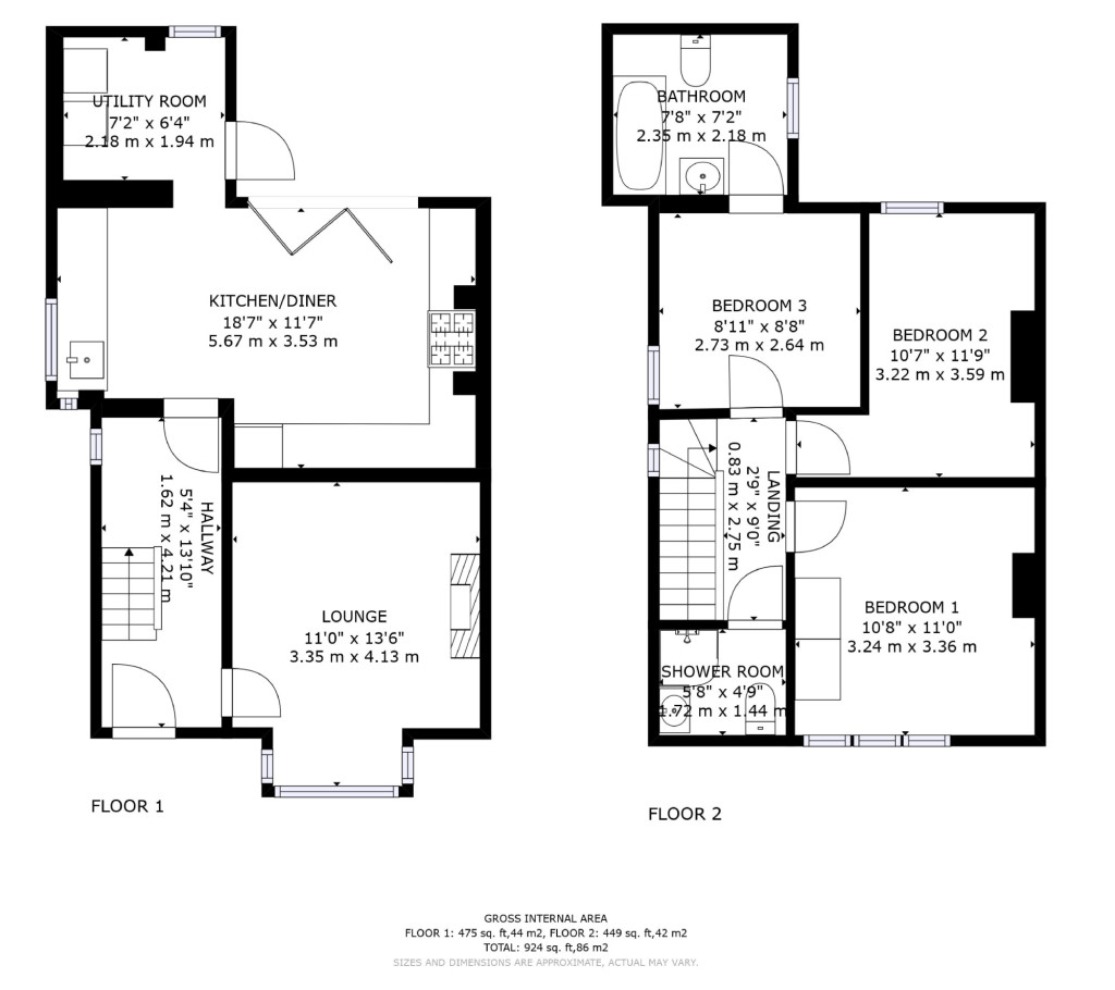 3 bed semi-detached house for sale in Burton Road, Ashford - Property floorplan
