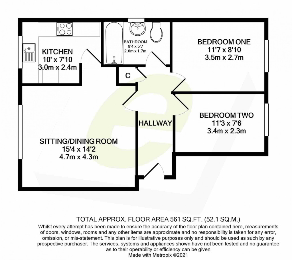 2 bed flat for sale in East Stour Way, Ashford - Property floorplan