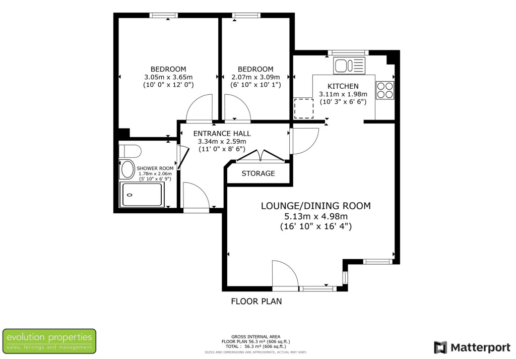 2 bed flat for sale in David Henderson Avenue, Ashford - Property floorplan