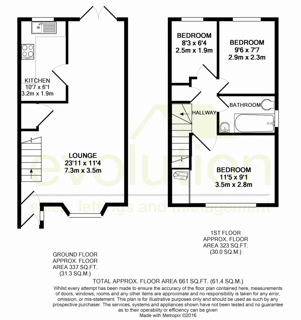 3 bed semi-detached house for sale in Manor House Drive, Ashford - Property floorplan