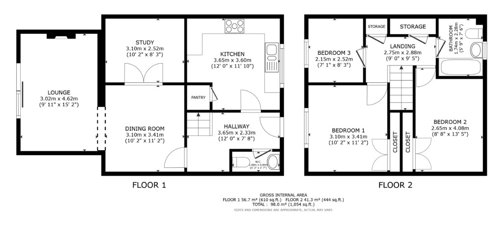 3 bed terraced house to rent in Belmore Park, Ashford - Property floorplan
