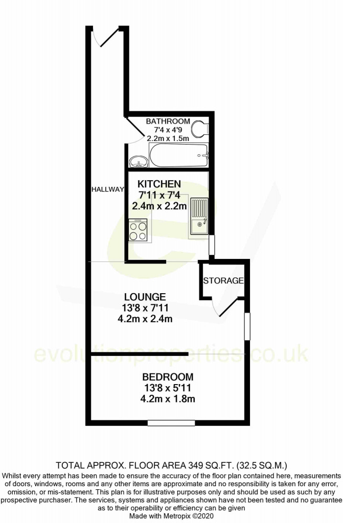 1 bed studio flat for sale in Wellesley Villas, Ashford - Property floorplan