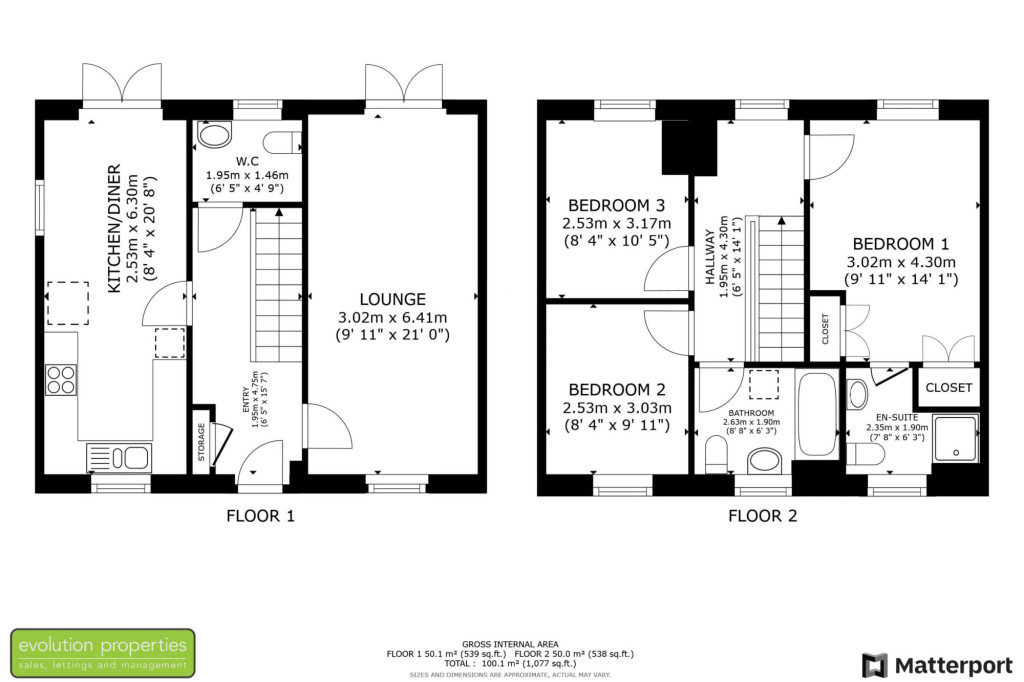 3 bed detached house for sale in Saddleback Close, Ashford - Property floorplan