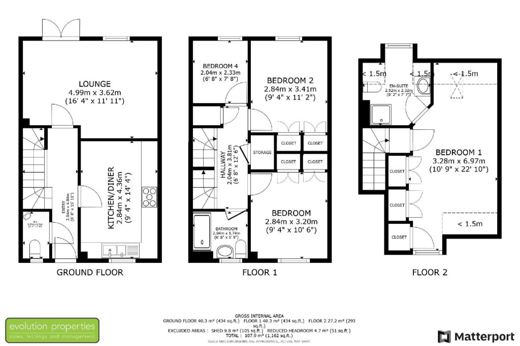 4 bed semi-detached house for sale in Herdwick Close, Ashford - Property floorplan