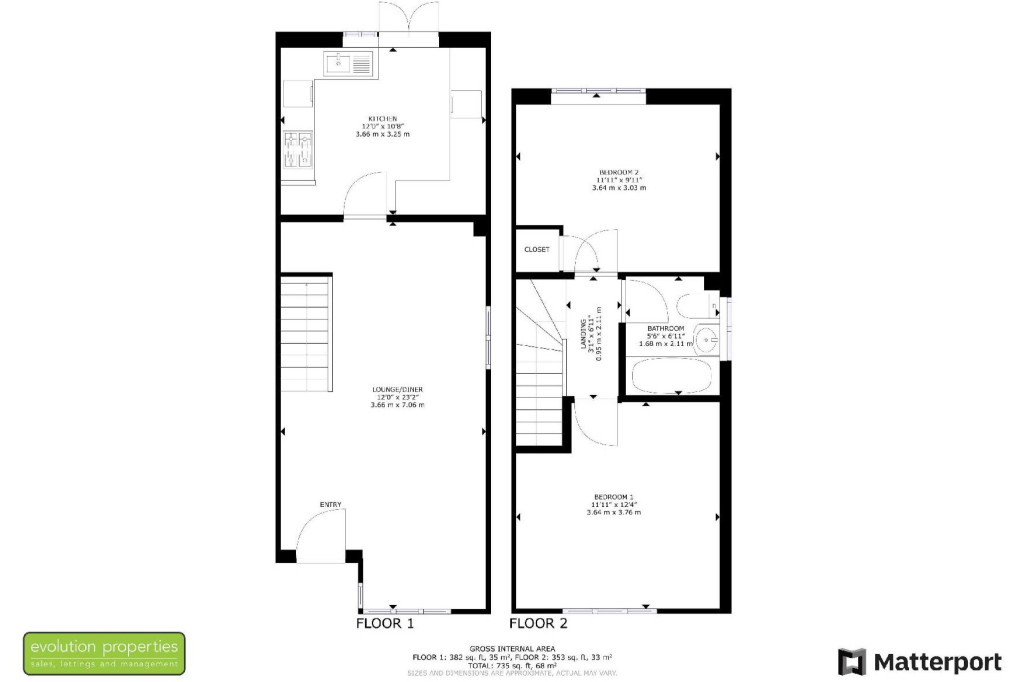 2 bed end of terrace house for sale in The Corner, Ashford - Property floorplan