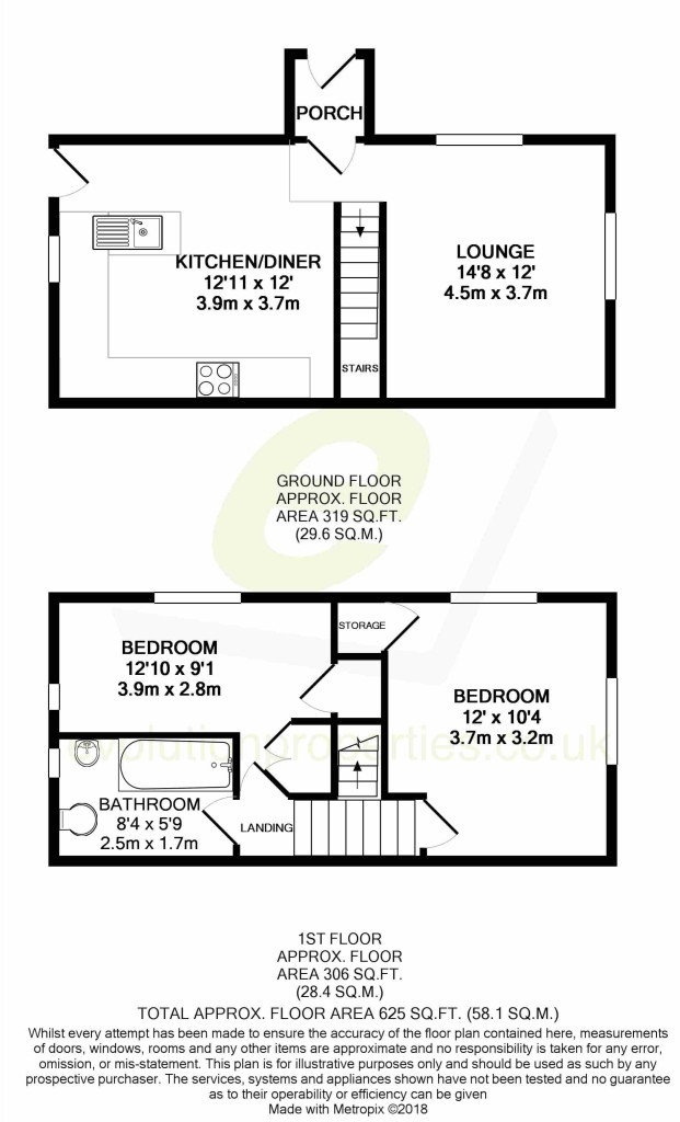 2 bed cottage to rent in Church Road, Ashford - Property floorplan