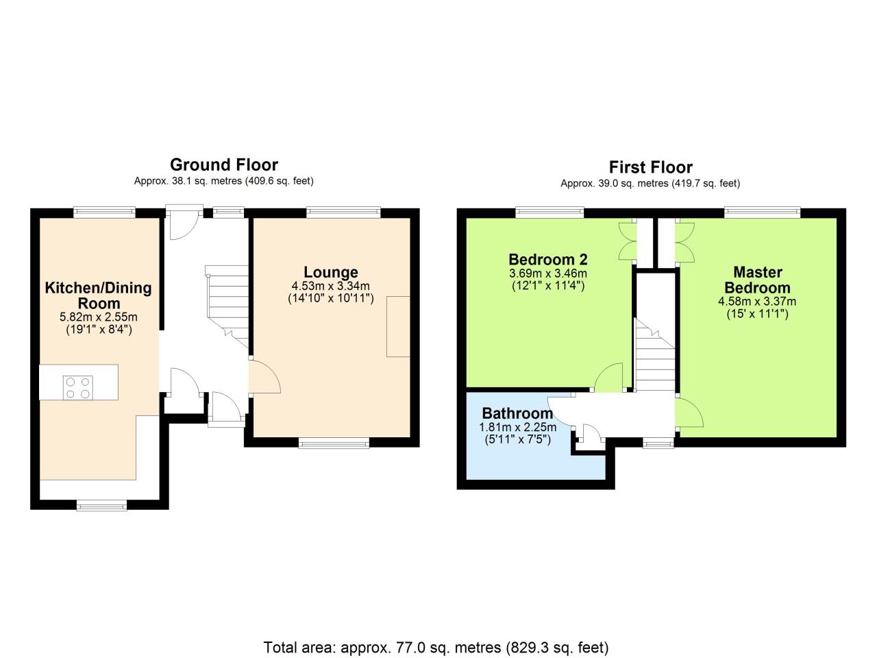 2 bed semi-detached house for sale in Cardiff Place, Bassingbourn - Property Floorplan