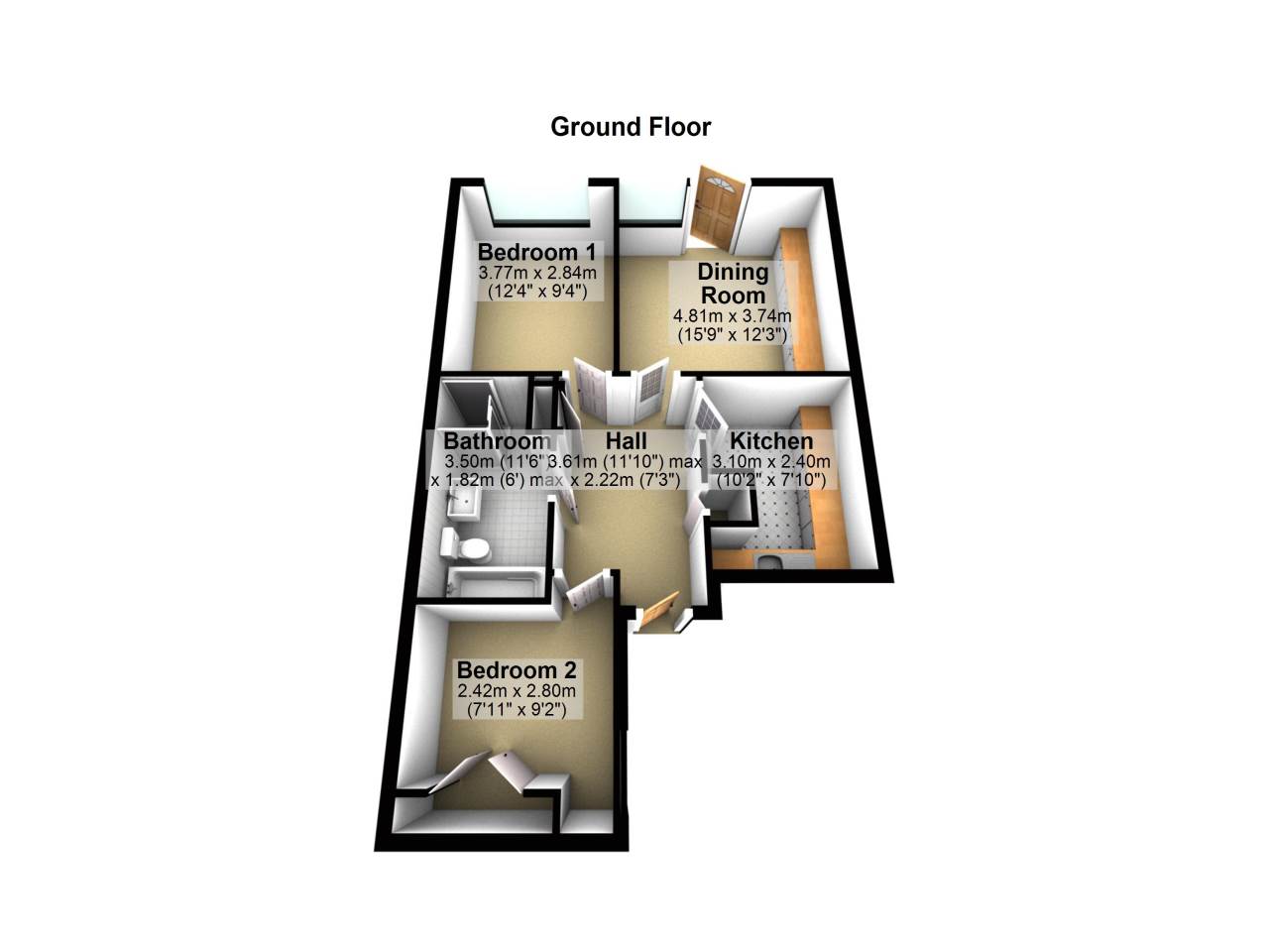 2 bed terraced bungalow for sale in Dovehouse Close, Linton - Property Floorplan