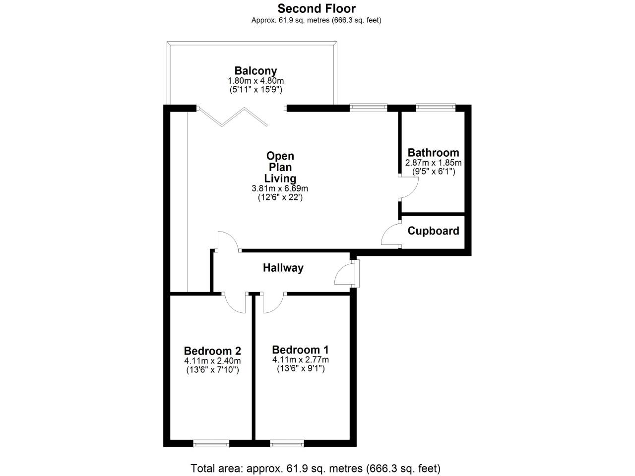 2 bed flat for sale in Ley Line House, Melbourn Street - Property Floorplan