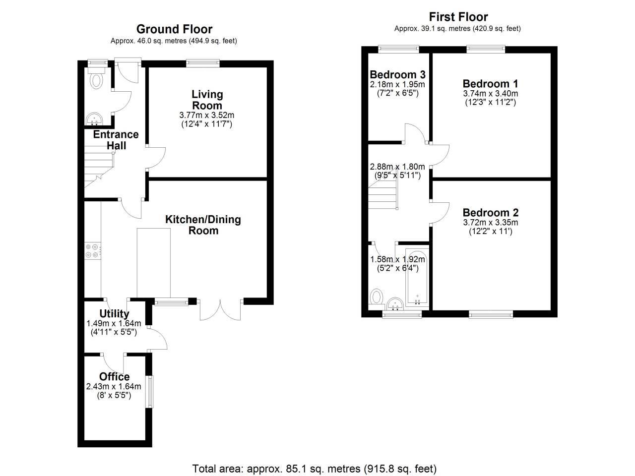 3 bed end of terrace house for sale in Willowside Way, Royston - Property Floorplan
