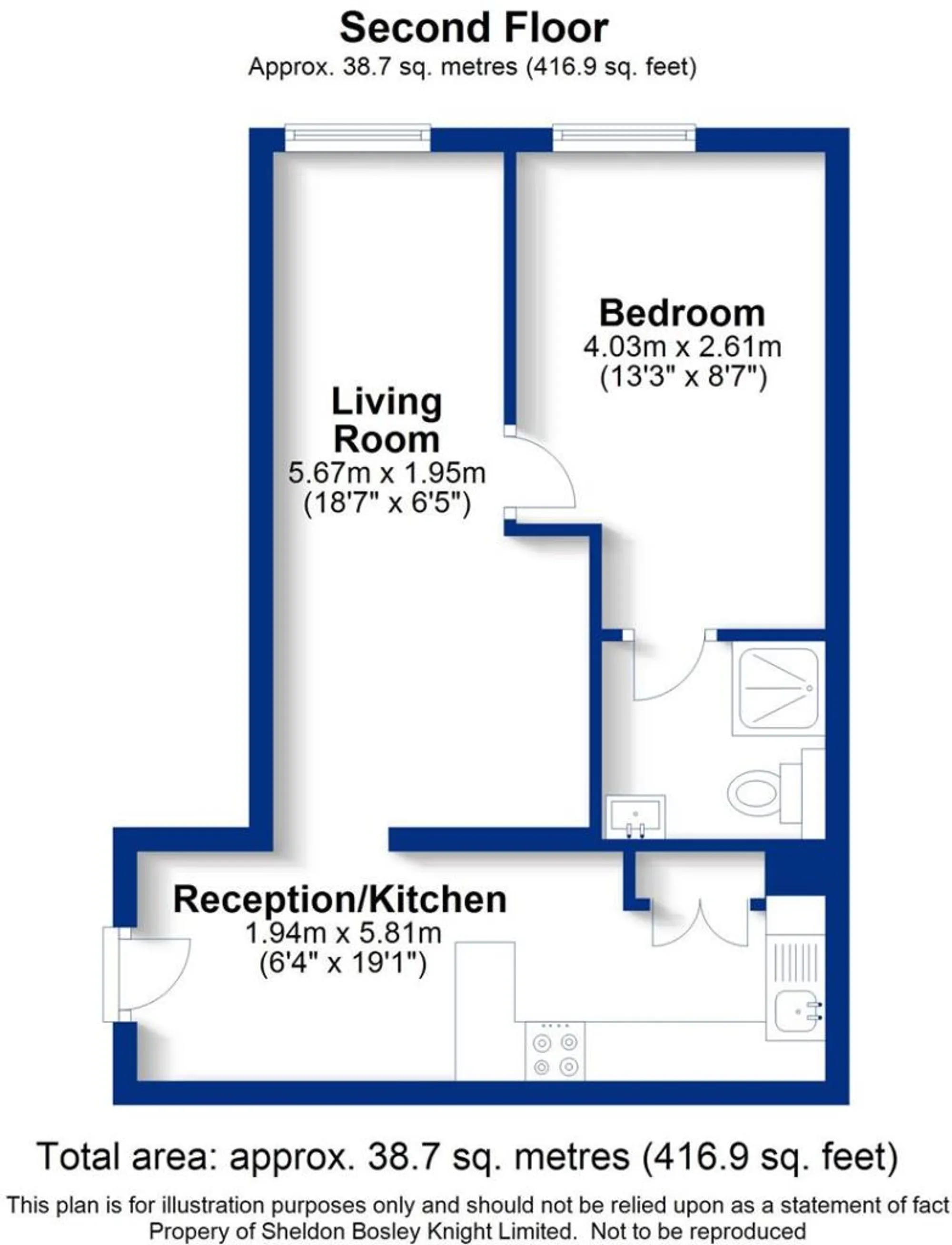 1 bed apartment to rent in Bridge Street, Kenilworth - Property floorplan