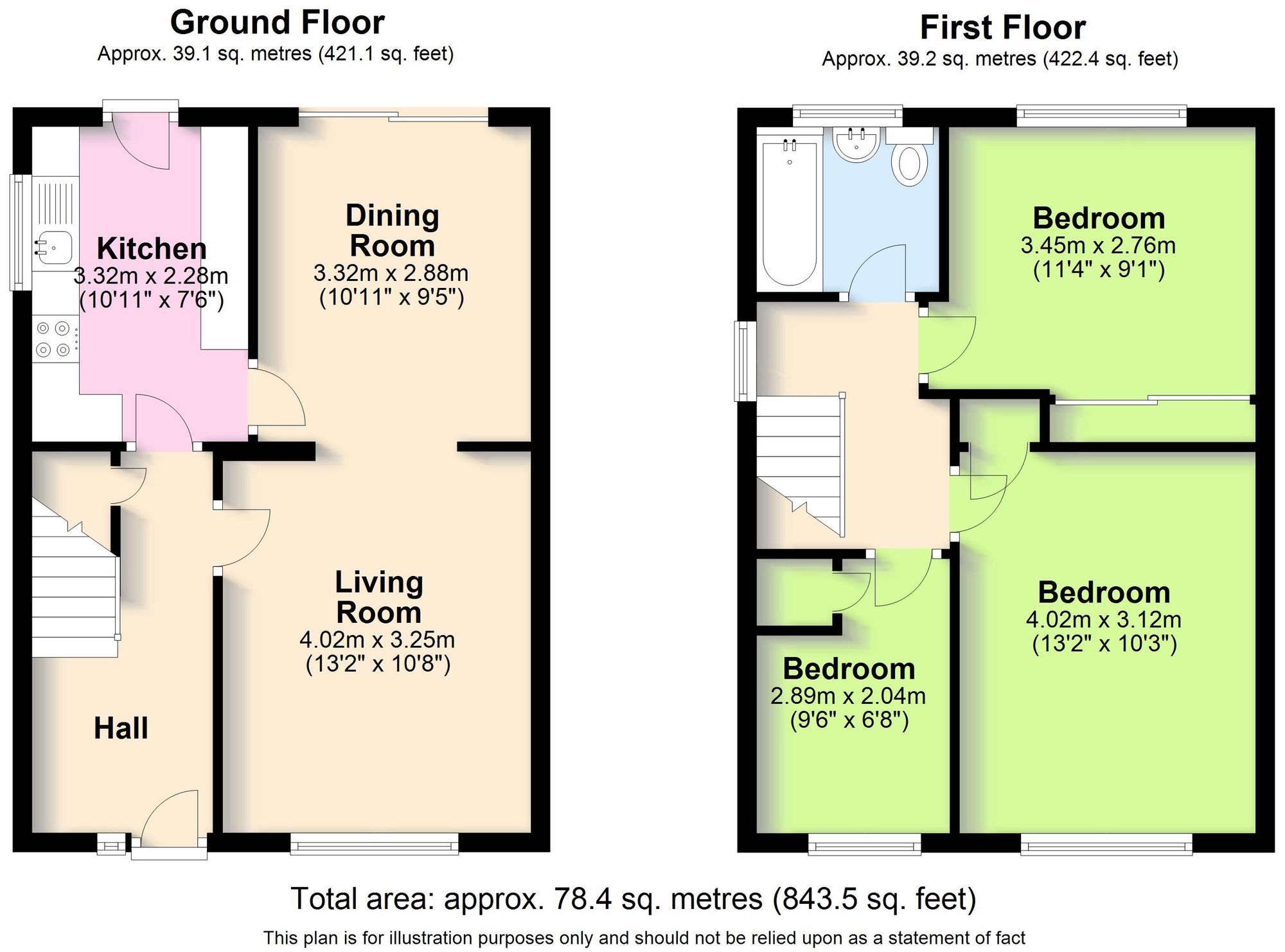 3 bed semi-detached house to rent in Raglan Grove, Kenilworth - Property floorplan