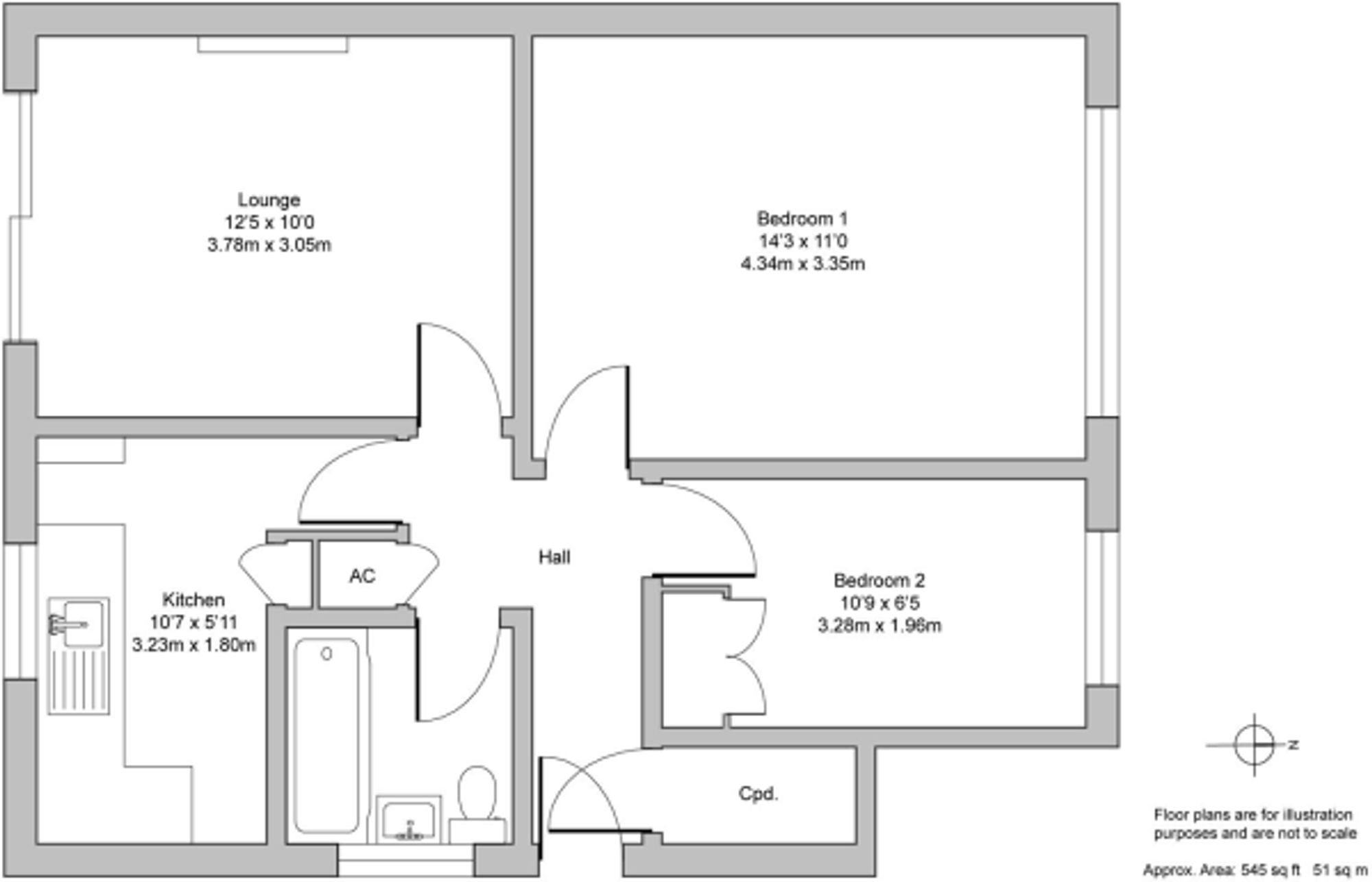 2 bed maisonette to rent in Denton Close, Kenilworth - Property floorplan