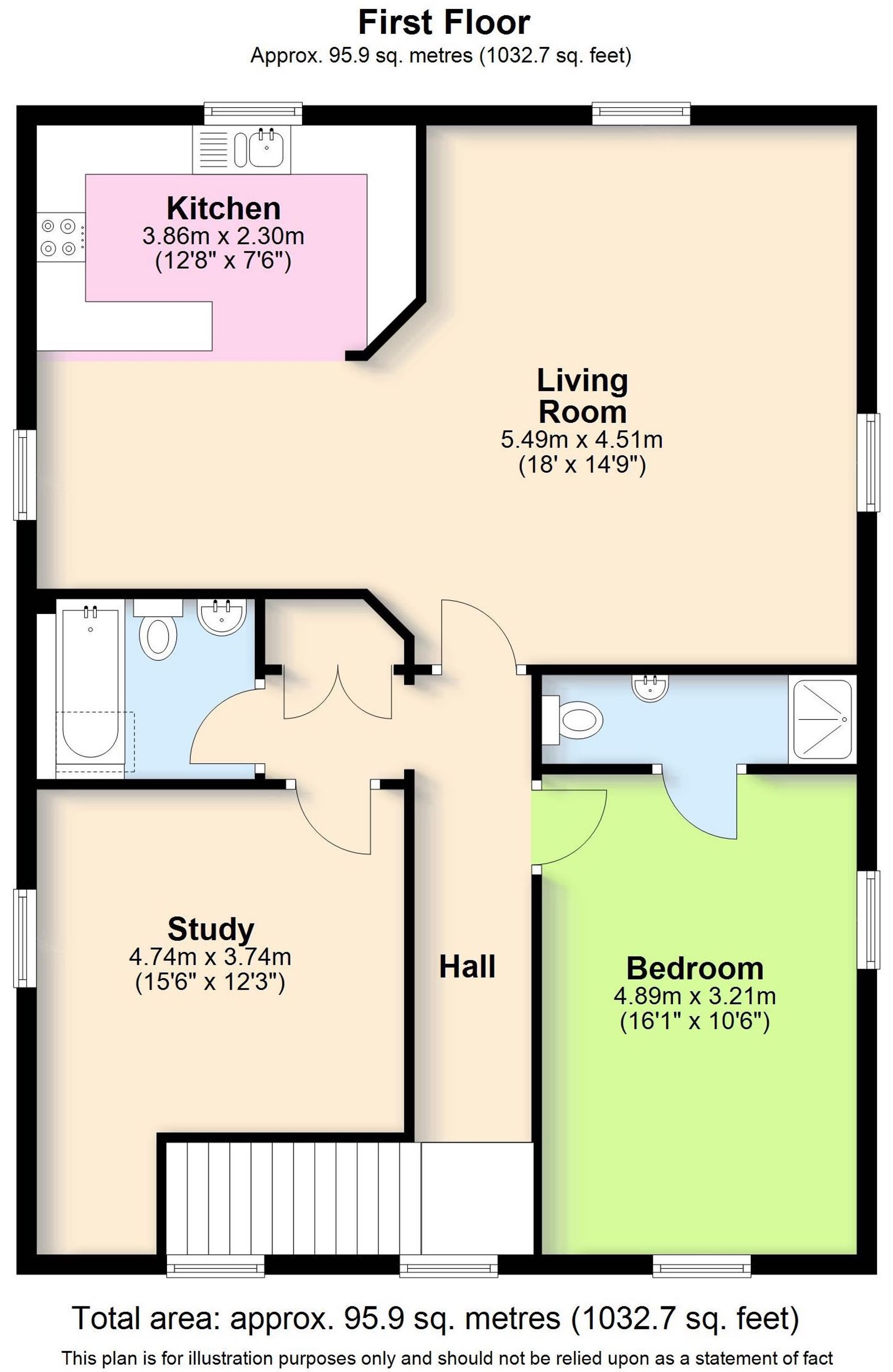 1 bed apartment to rent in Spring Lane, Kenilworth - Property floorplan