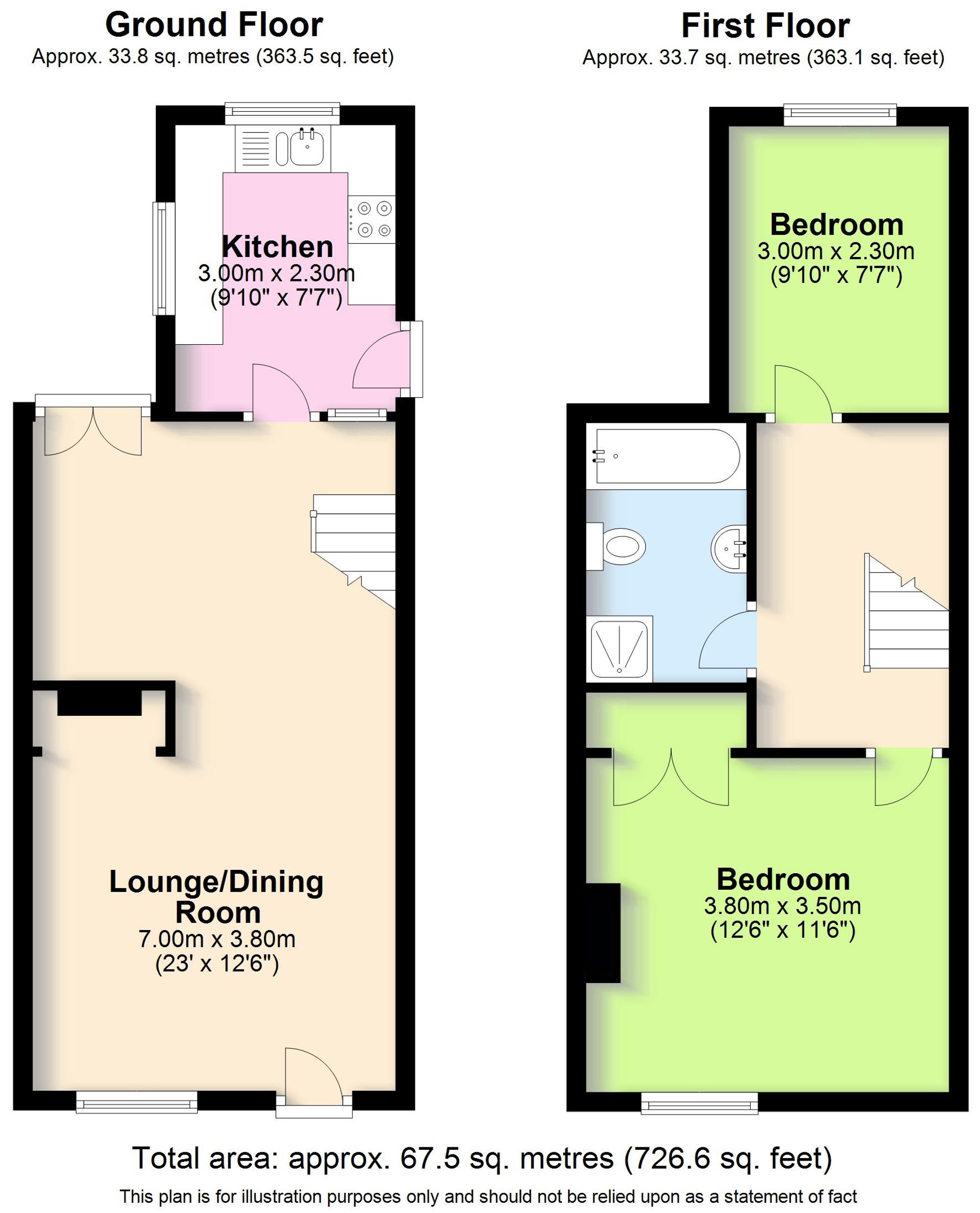 2 bed end of terrace house to rent in School Lane, Kenilworth - Property floorplan