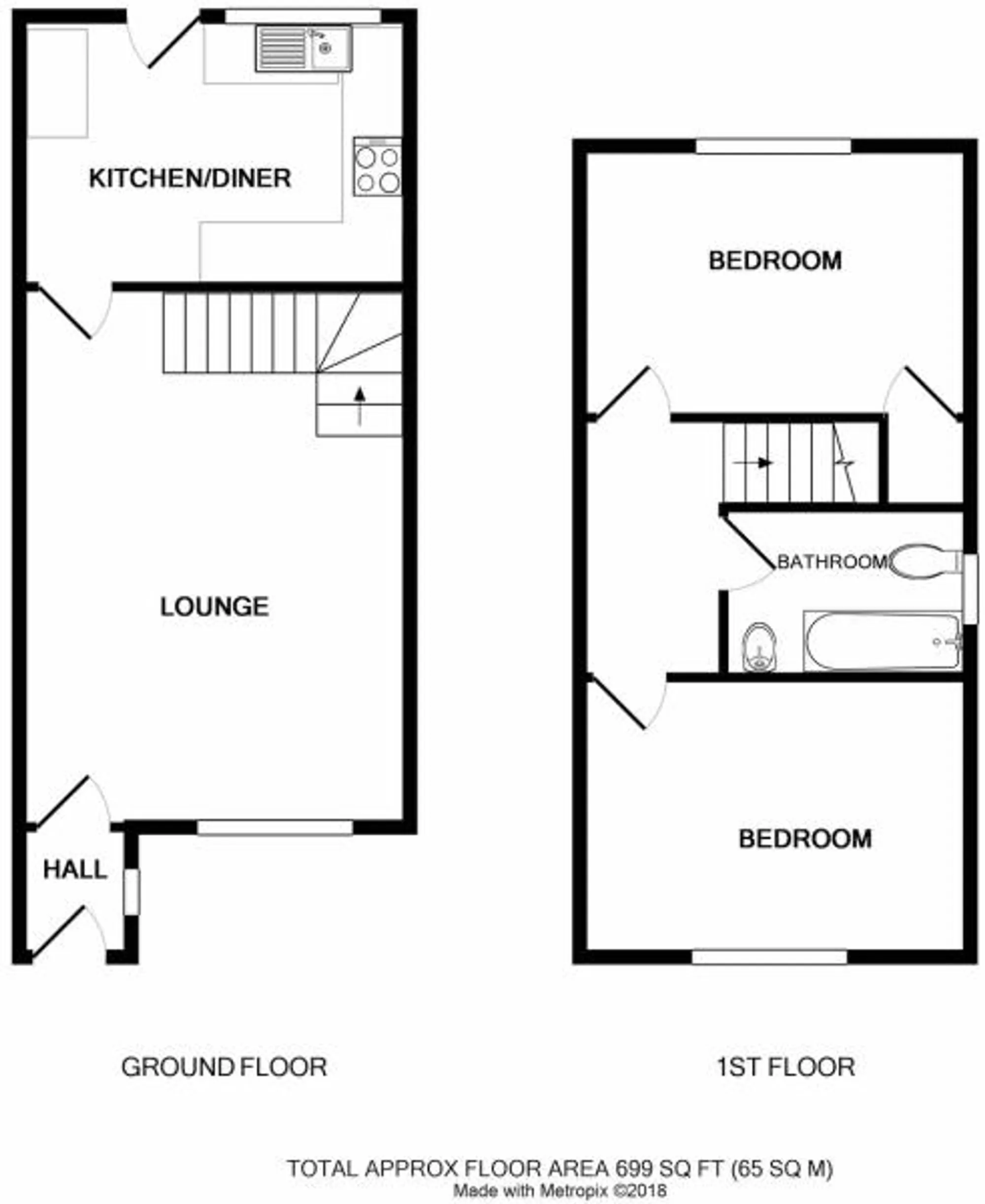 2 bed semi-detached house to rent in Framlingham Grove, Kenilworth - Property floorplan