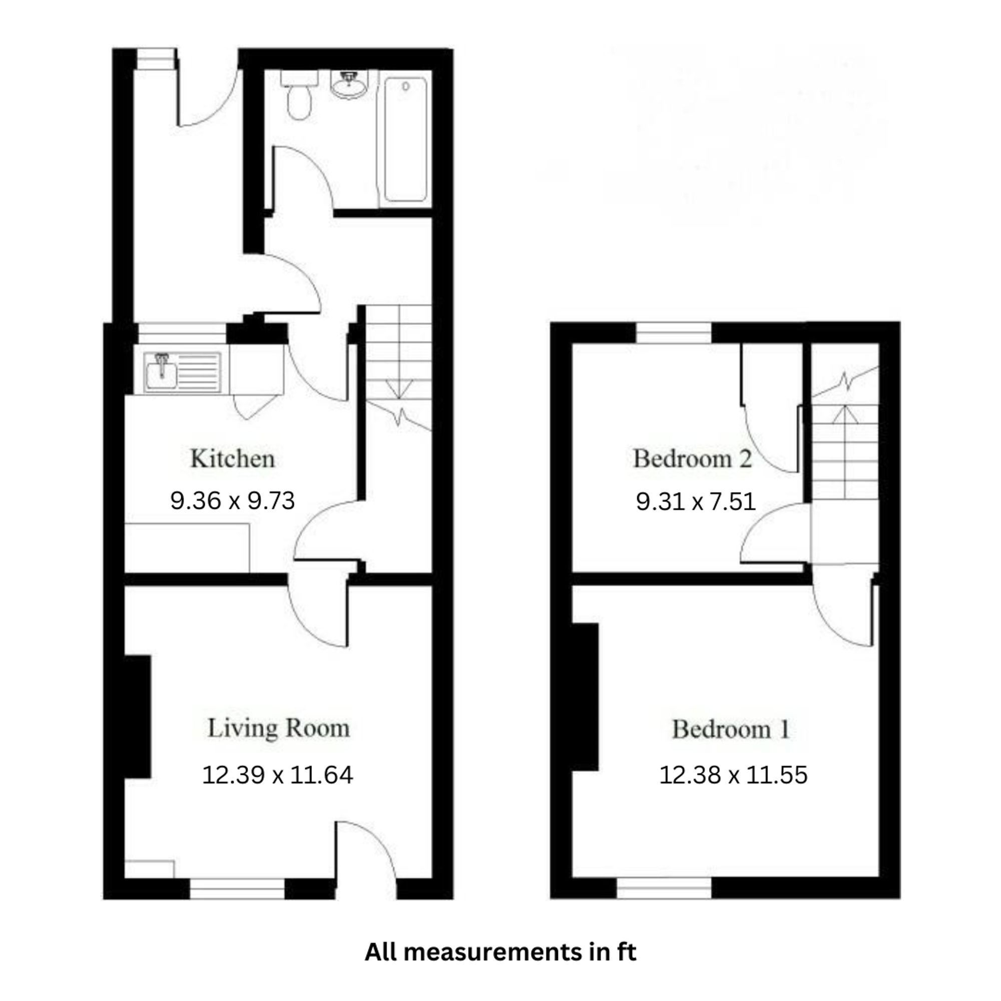 2 bed terraced cottage to rent in Fieldgate Lane, Kenilworth - Property floorplan