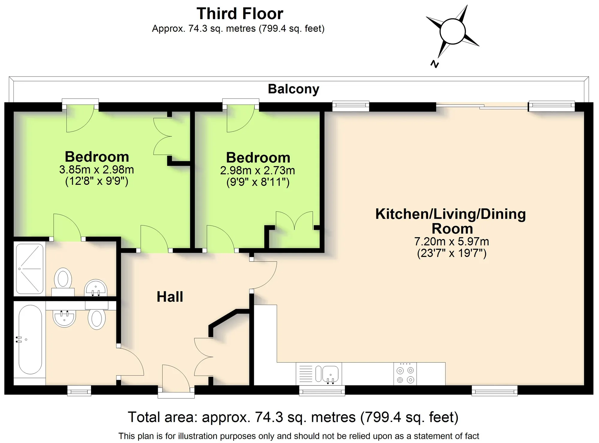 2 bed apartment for sale in Abbey End, Kenilworth - Property floorplan