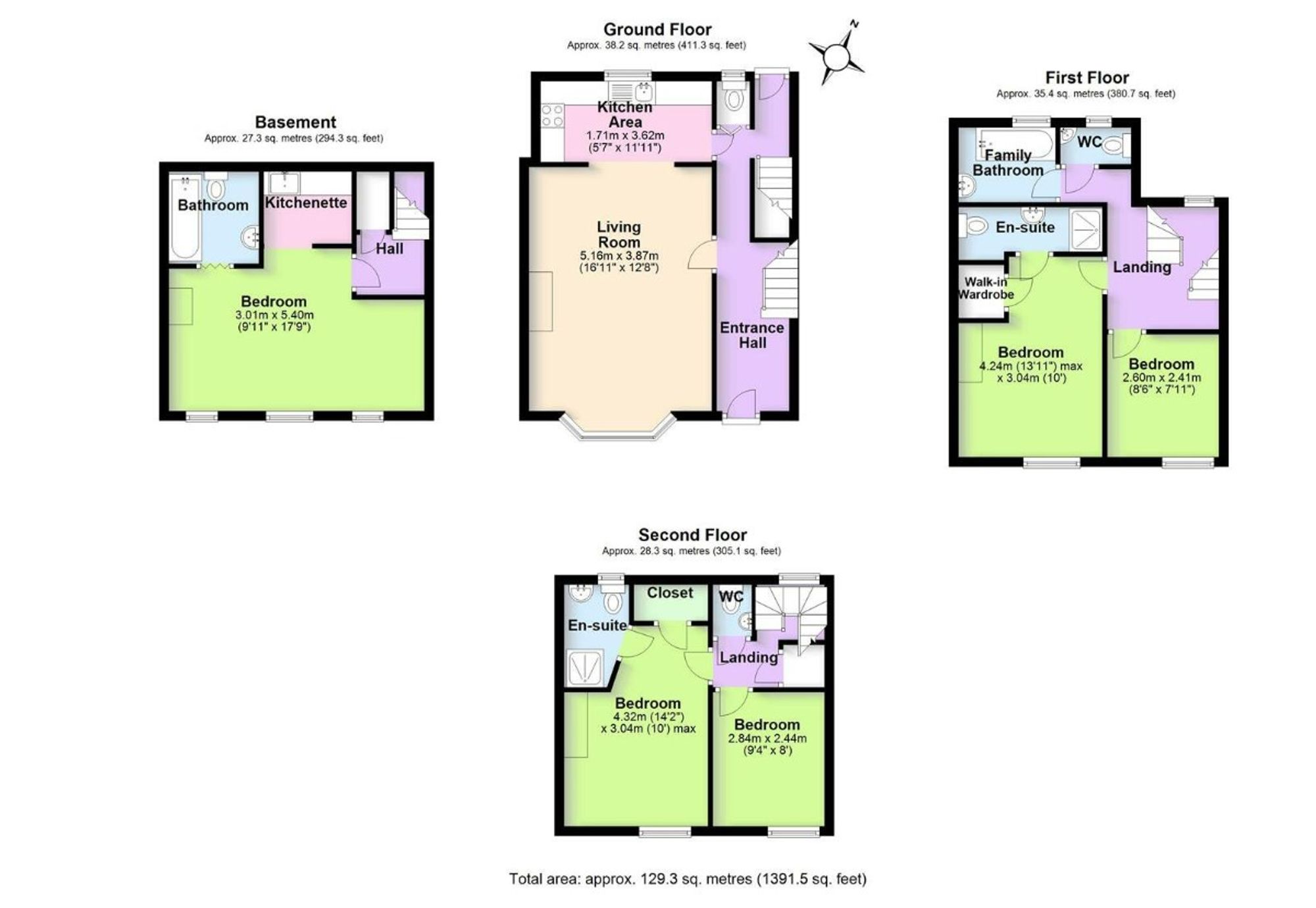 5 bed terraced town house for sale in Clarendon Road, Kenilworth - Property floorplan