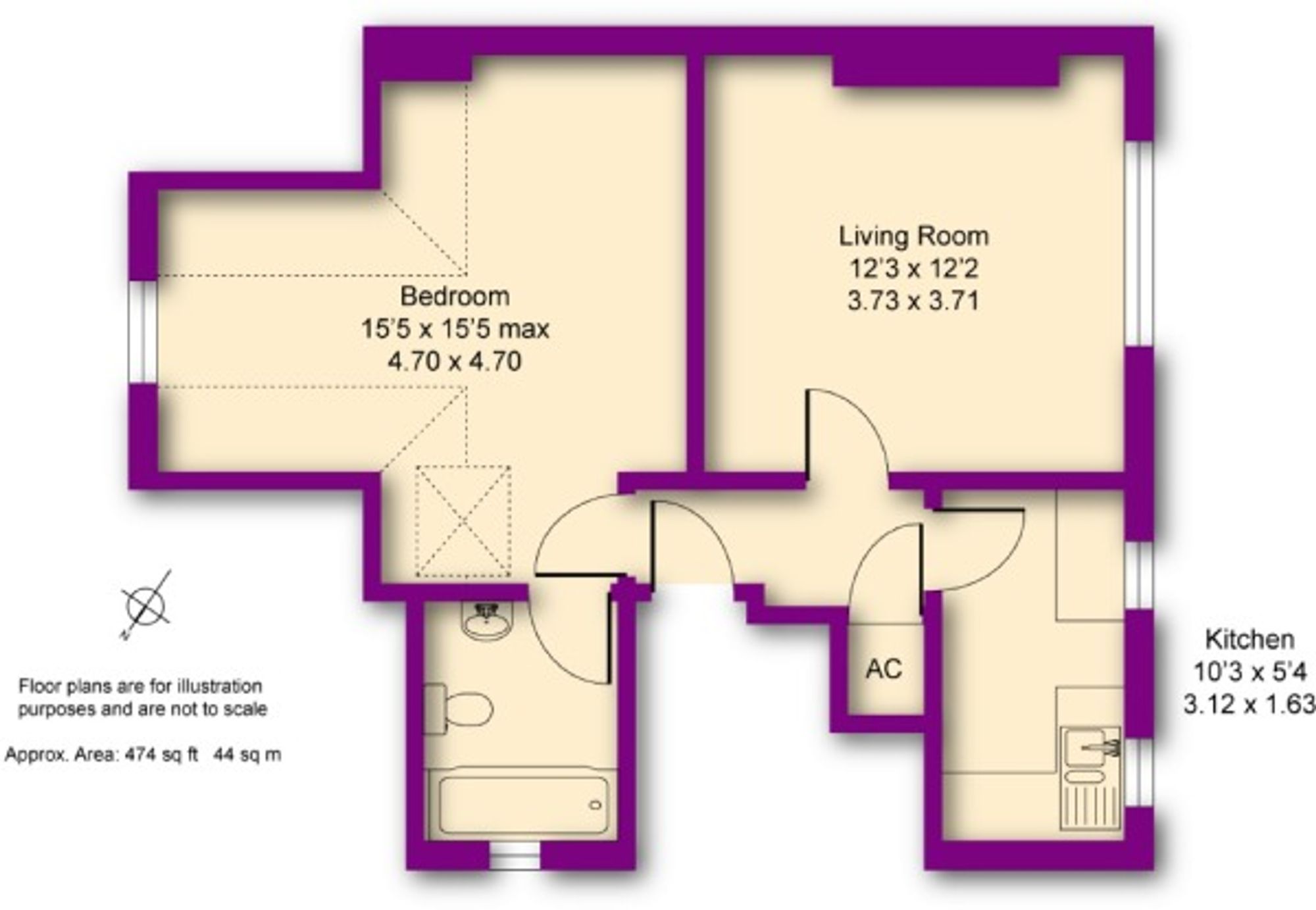 1 bed apartment to rent in Station Road, Kenilworth - Property floorplan