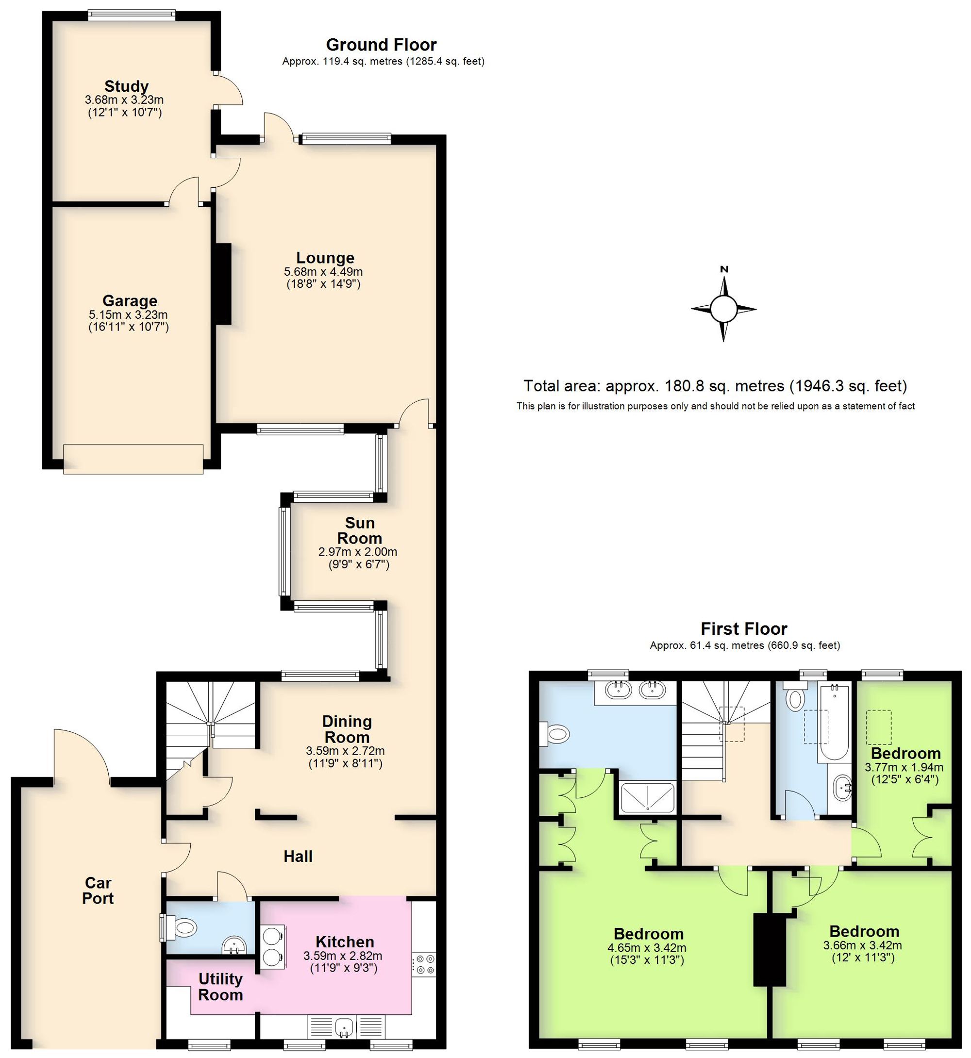 3 bed end of terrace house for sale in High Street, Kenilworth - Property floorplan