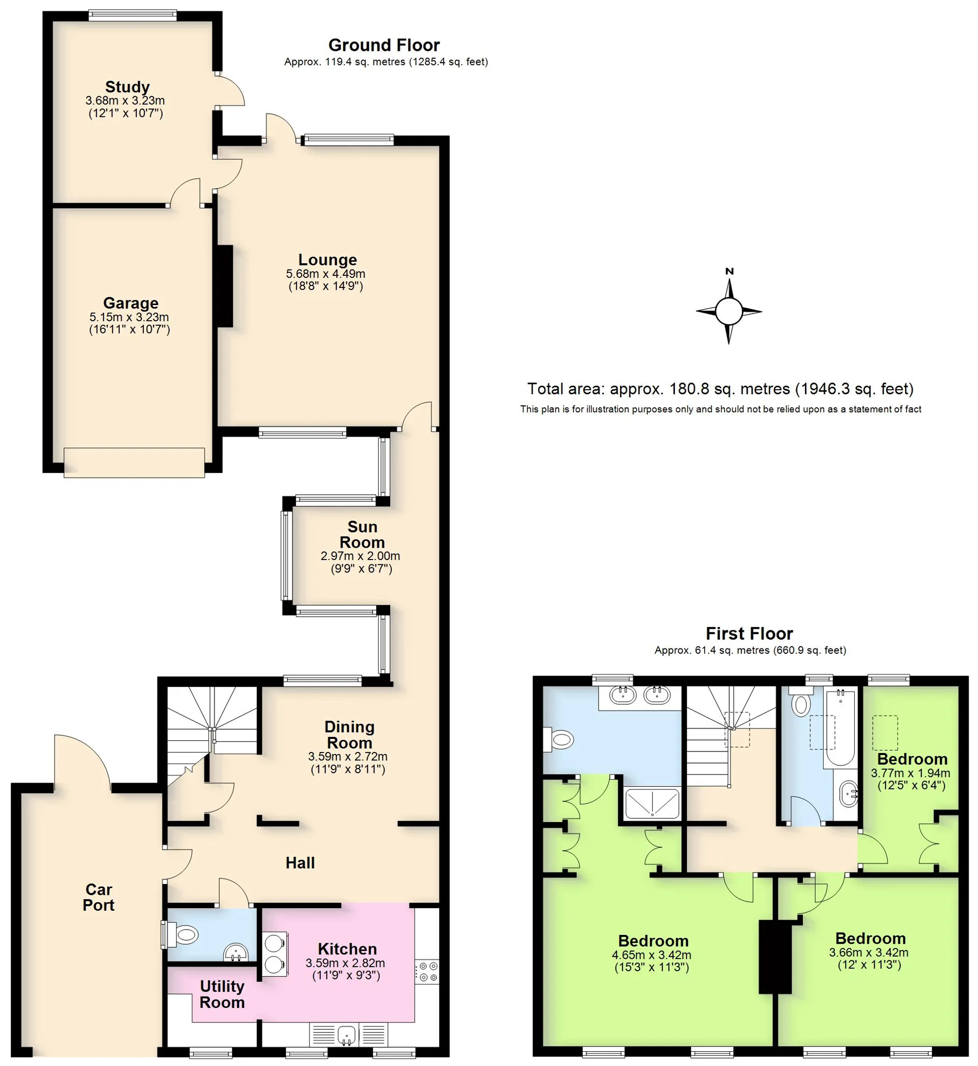 3 bed house for sale in High Street, Kenilworth - Property floorplan