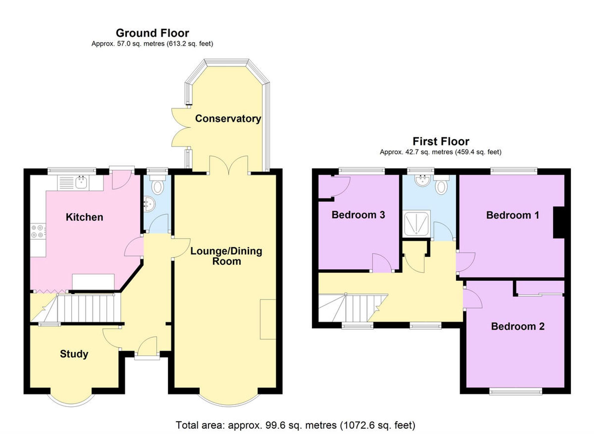 3 bed semi-detached house to rent in Birches Lane, Kenilworth - Property floorplan