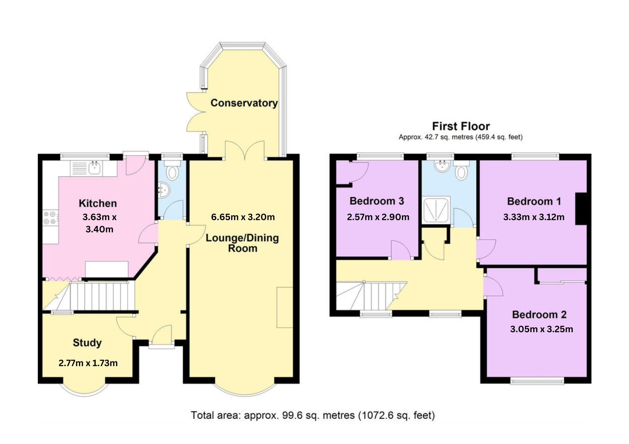 3 bed semi-detached house to rent in Birches Lane, Kenilworth - Property floorplan