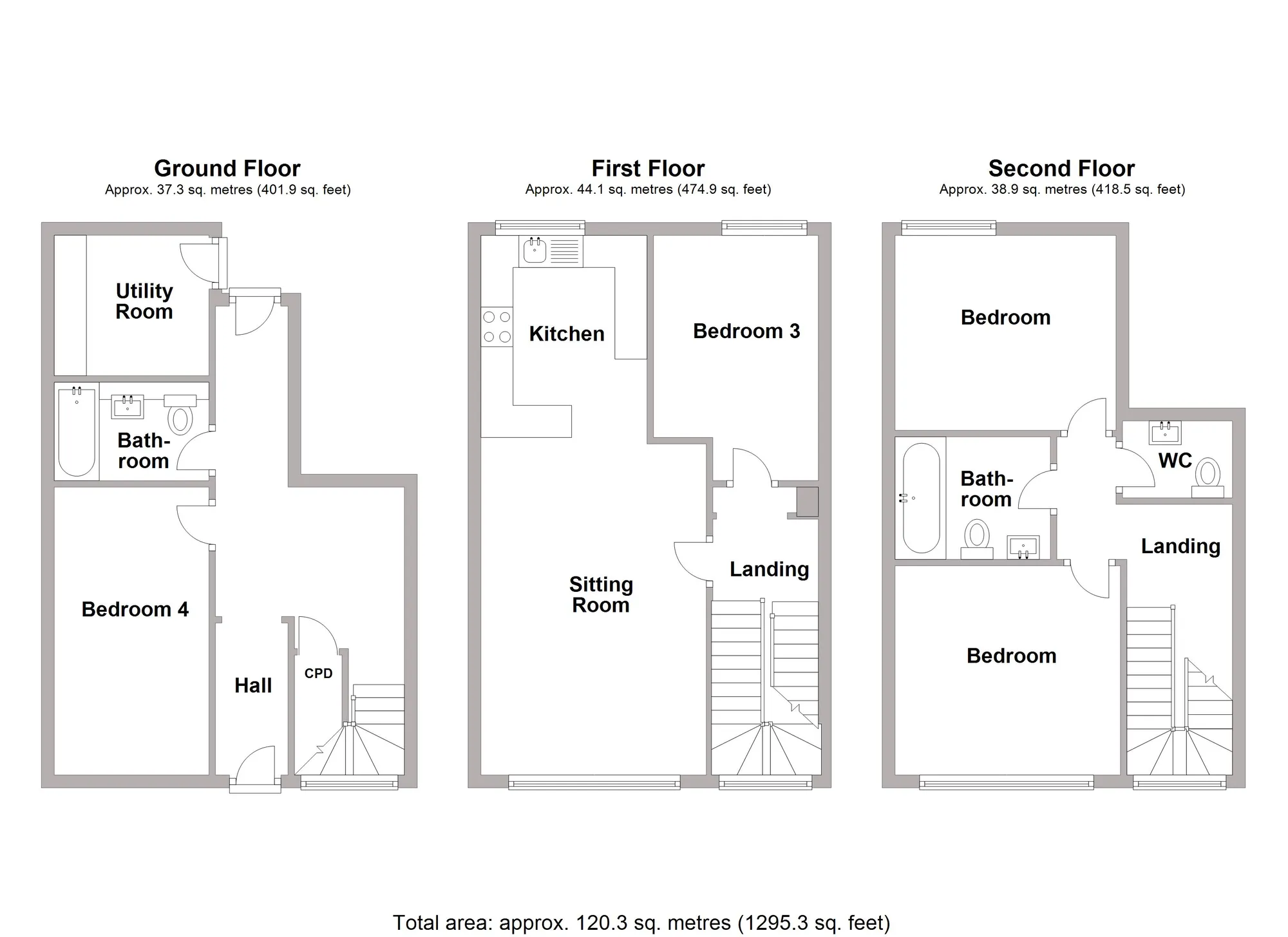 4 bed terraced house to rent in Barrowfield Lane, Kenilworth - Property floorplan