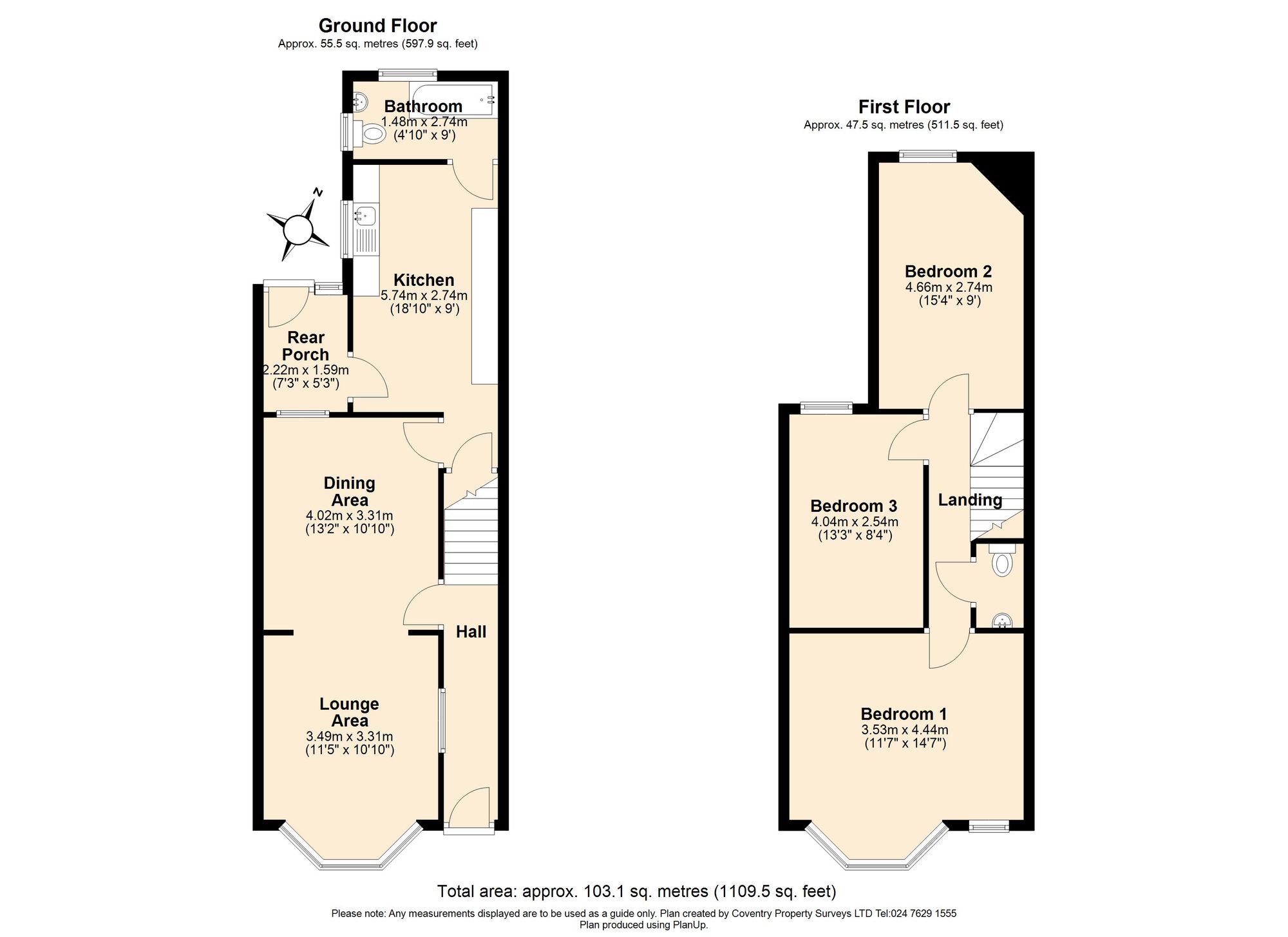 3 bed house to rent in Whitemoor Road, Kenilworth - Property floorplan