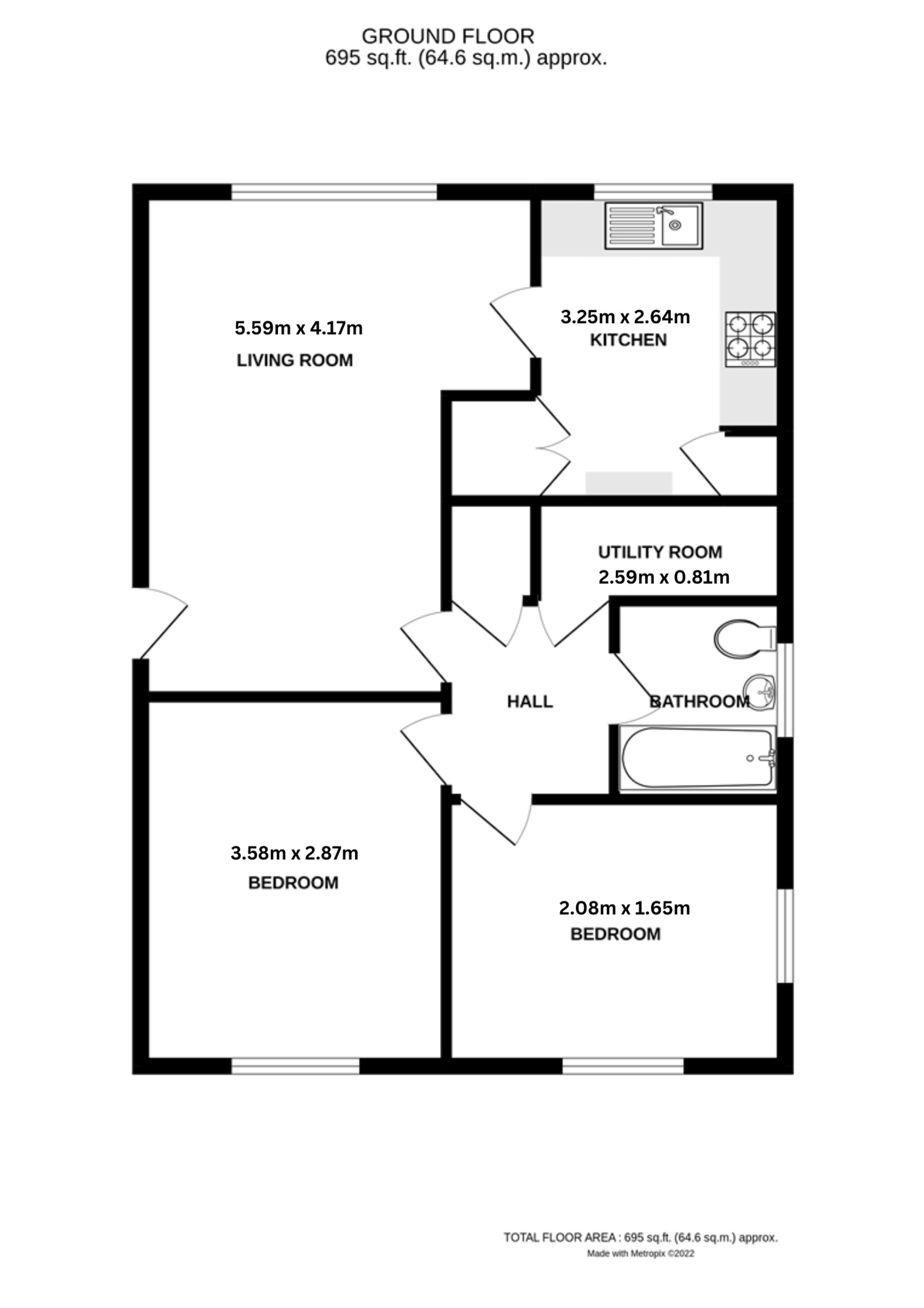 2 bed flat to rent in Albion Street, Kenilworth - Property floorplan