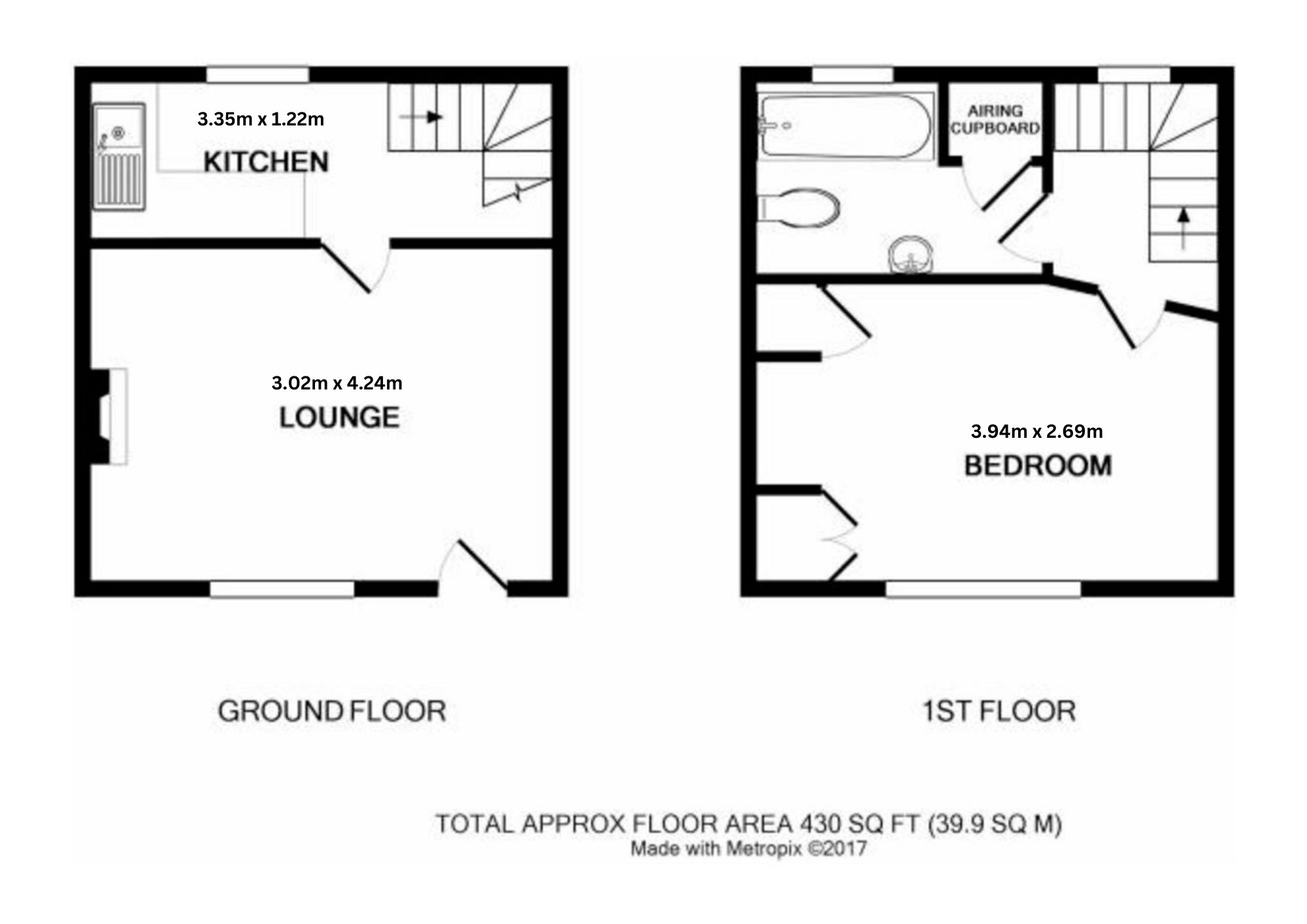 1 bed mid-terraced house to rent in Hammonds Terrace, Kenilworth - Property floorplan