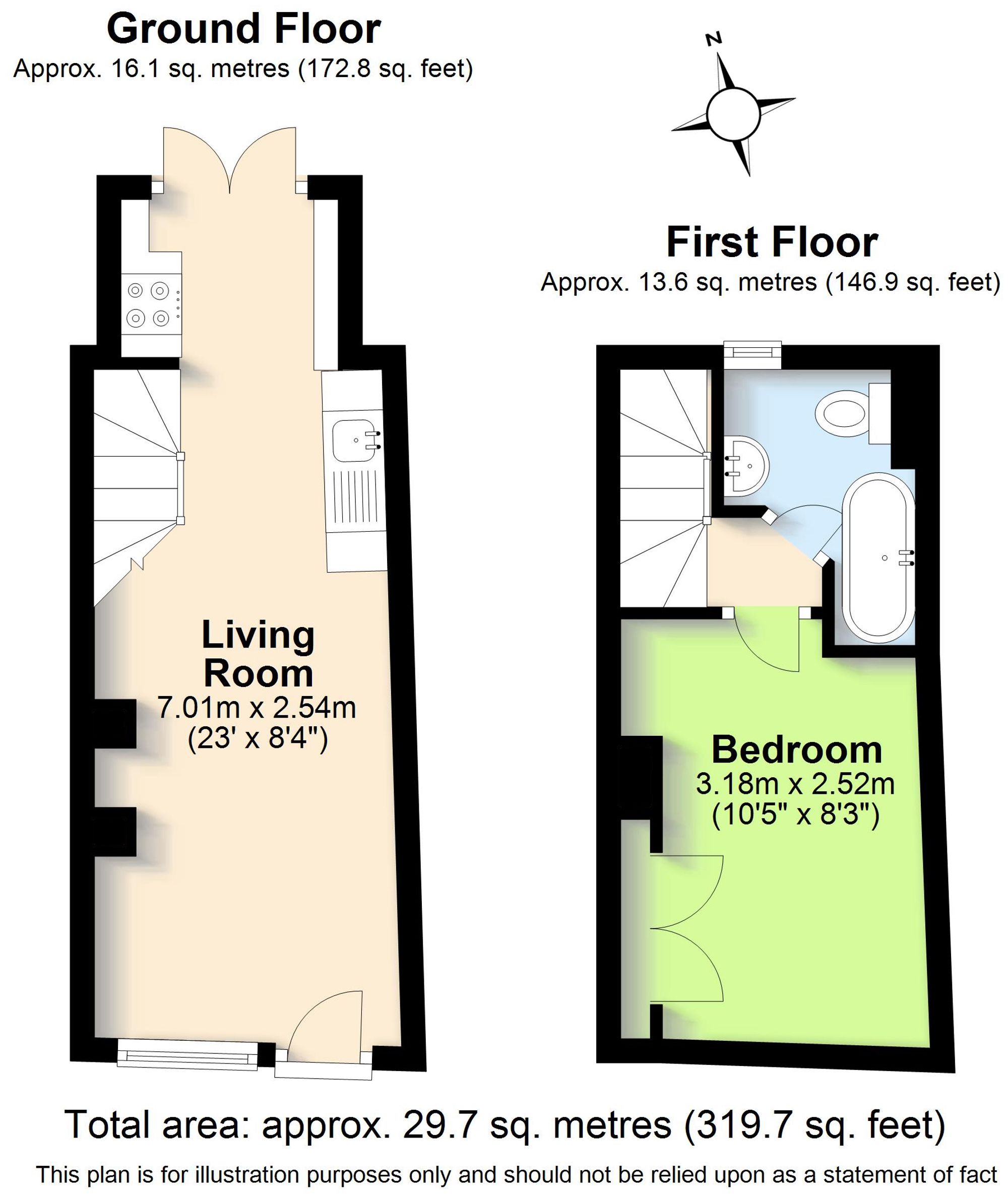 1 bed terraced house for sale in Castle Green, Kenilworth - Property floorplan