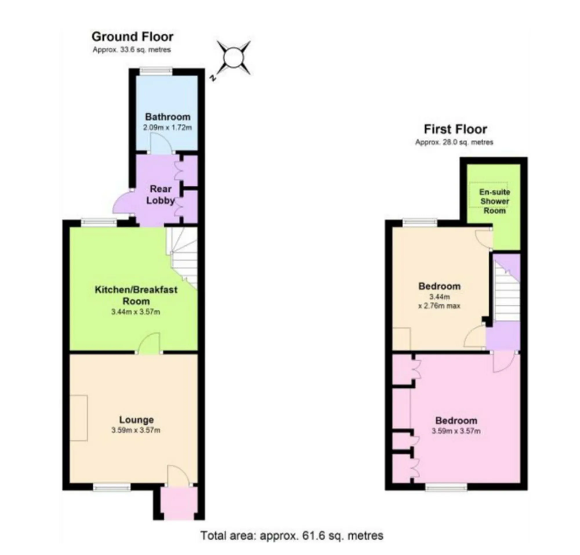 2 bed terraced house for sale in School Lane, Kenilworth - Property floorplan
