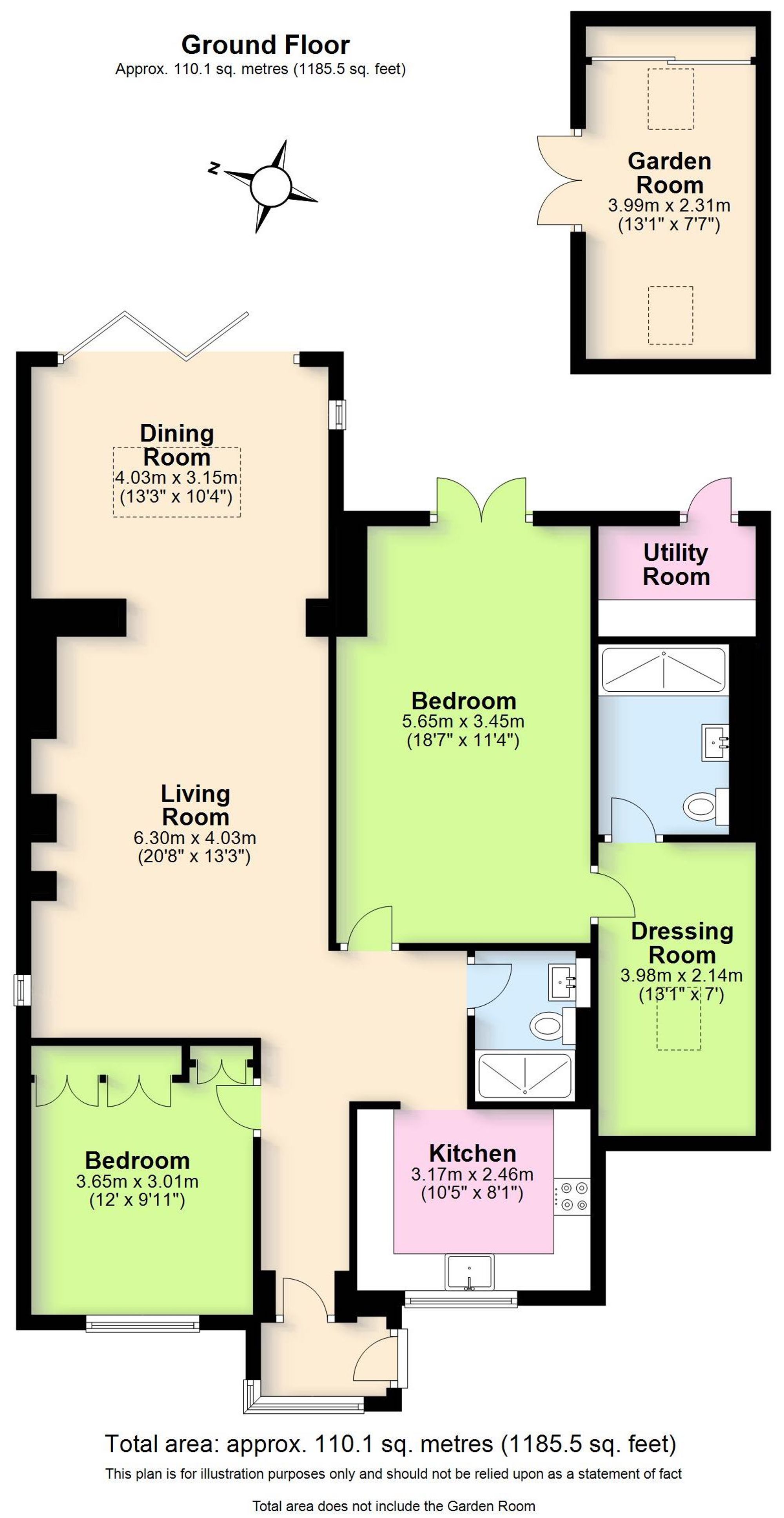 2 bed detached bungalow for sale in Clarkes Avenue, Kenilworth - Property floorplan