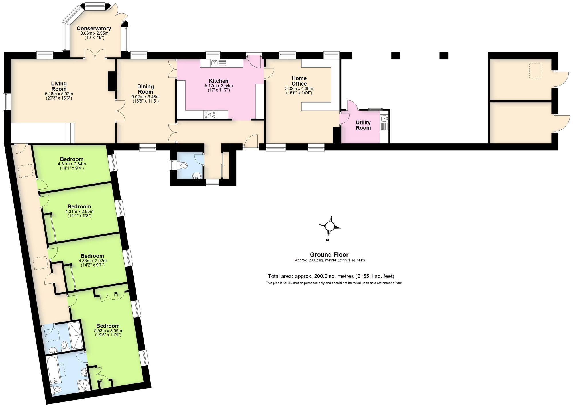 4 bed barn conversion for sale in Crewe Lane, Kenilworth - Property floorplan