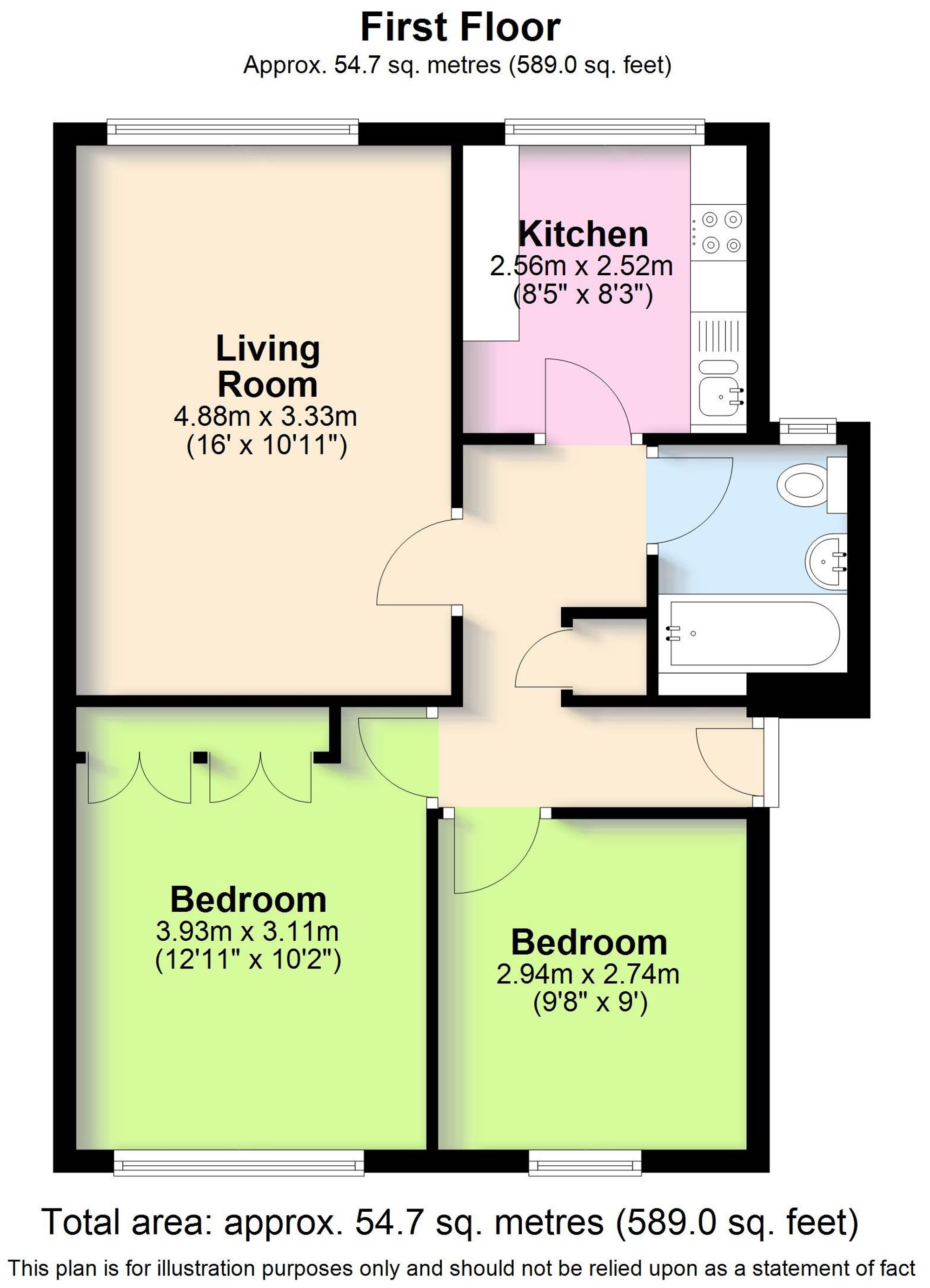 2 bed apartment to rent in Alpine Court, Kenilworth - Property floorplan