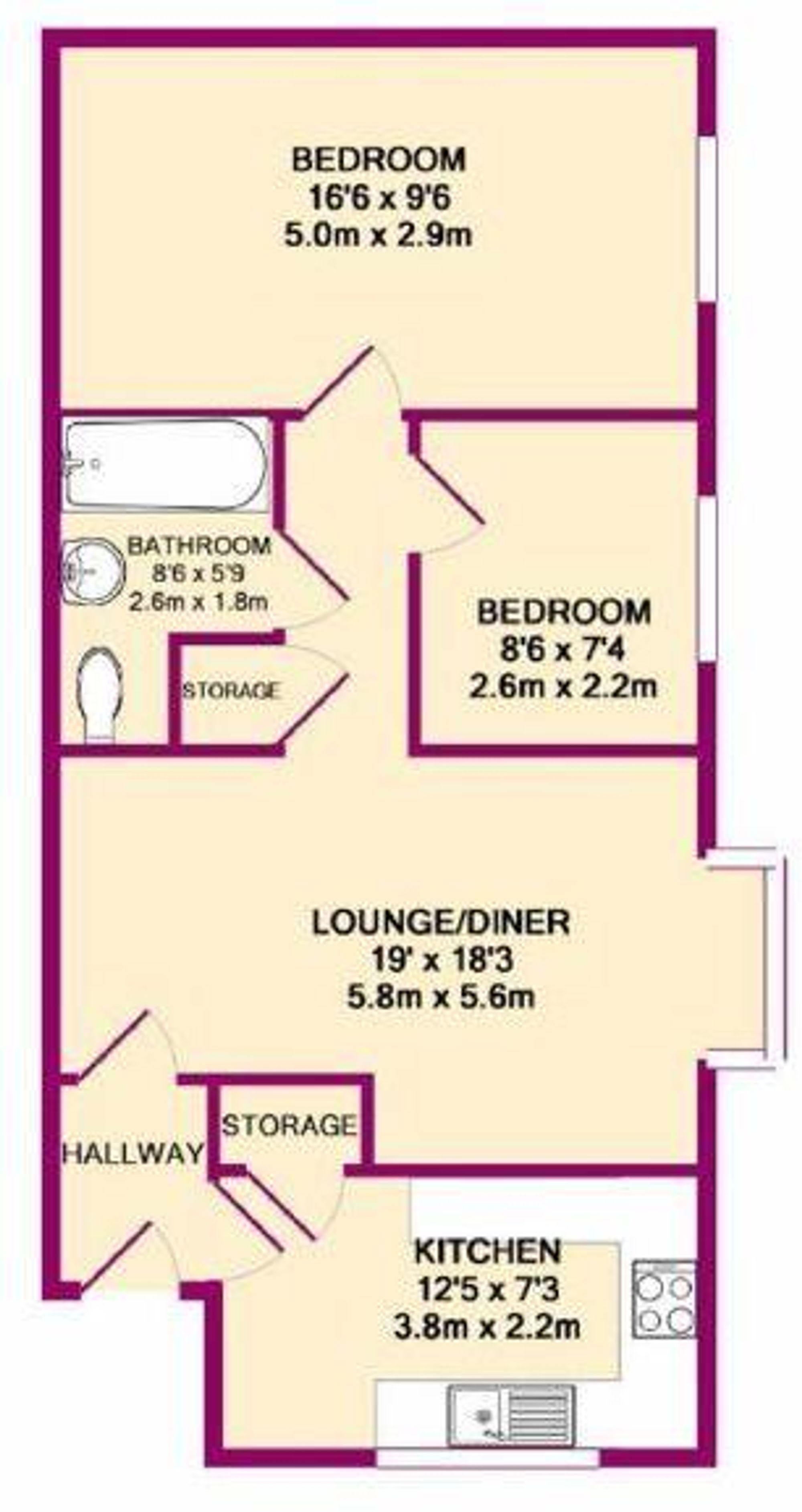 2 bed apartment to rent in School Lane, Kenilworth - Property floorplan