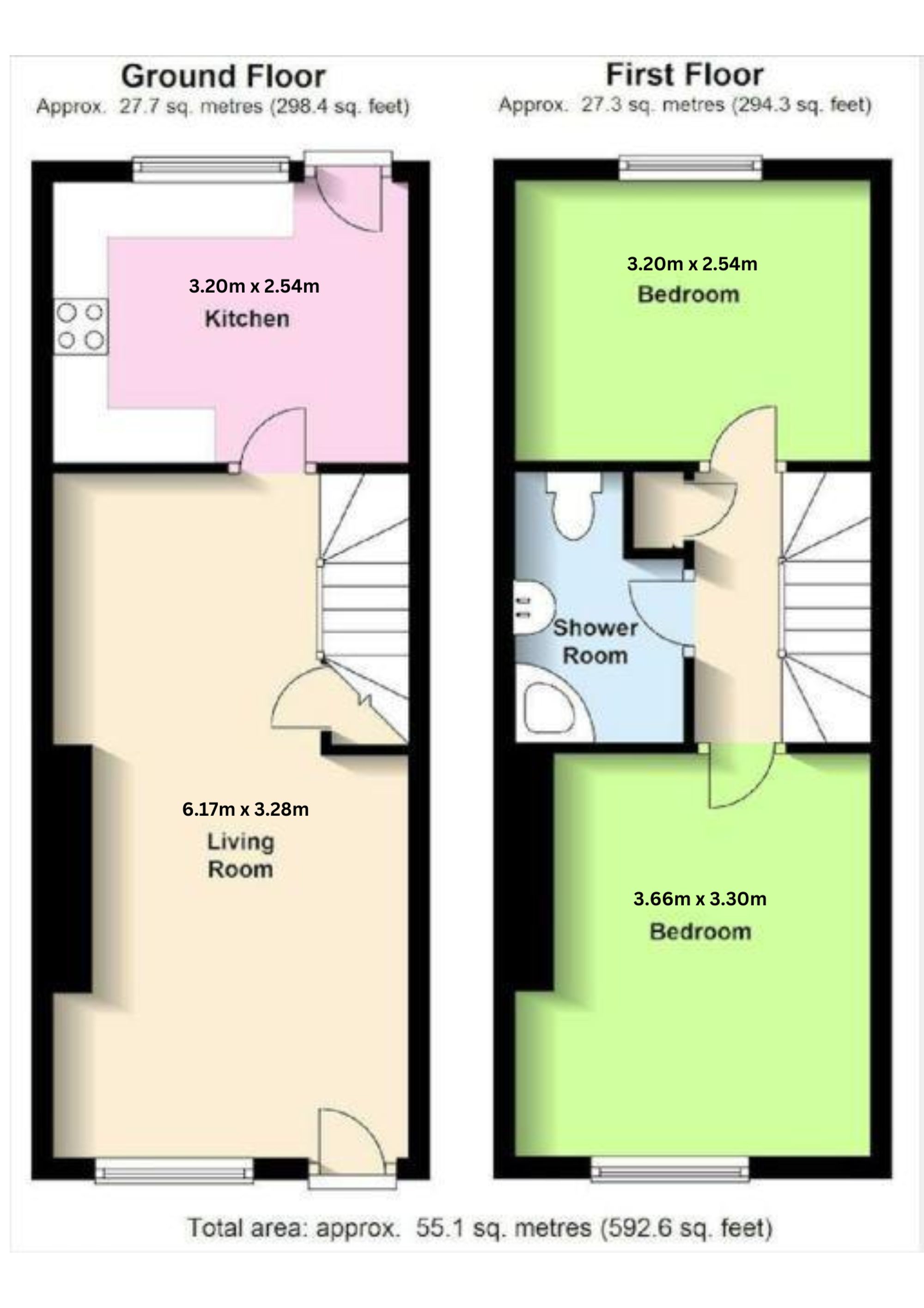 2 bed terraced house to rent in New Street, Kenilworth - Property floorplan