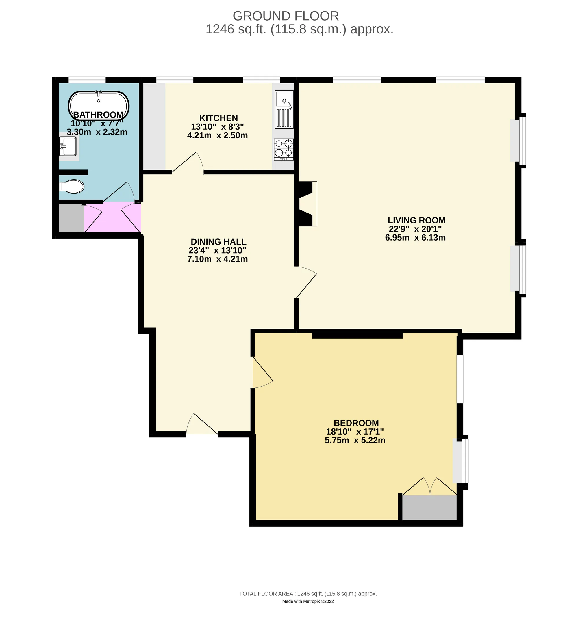 1 bed apartment for sale in Pound House Lane, Solihull - Property floorplan