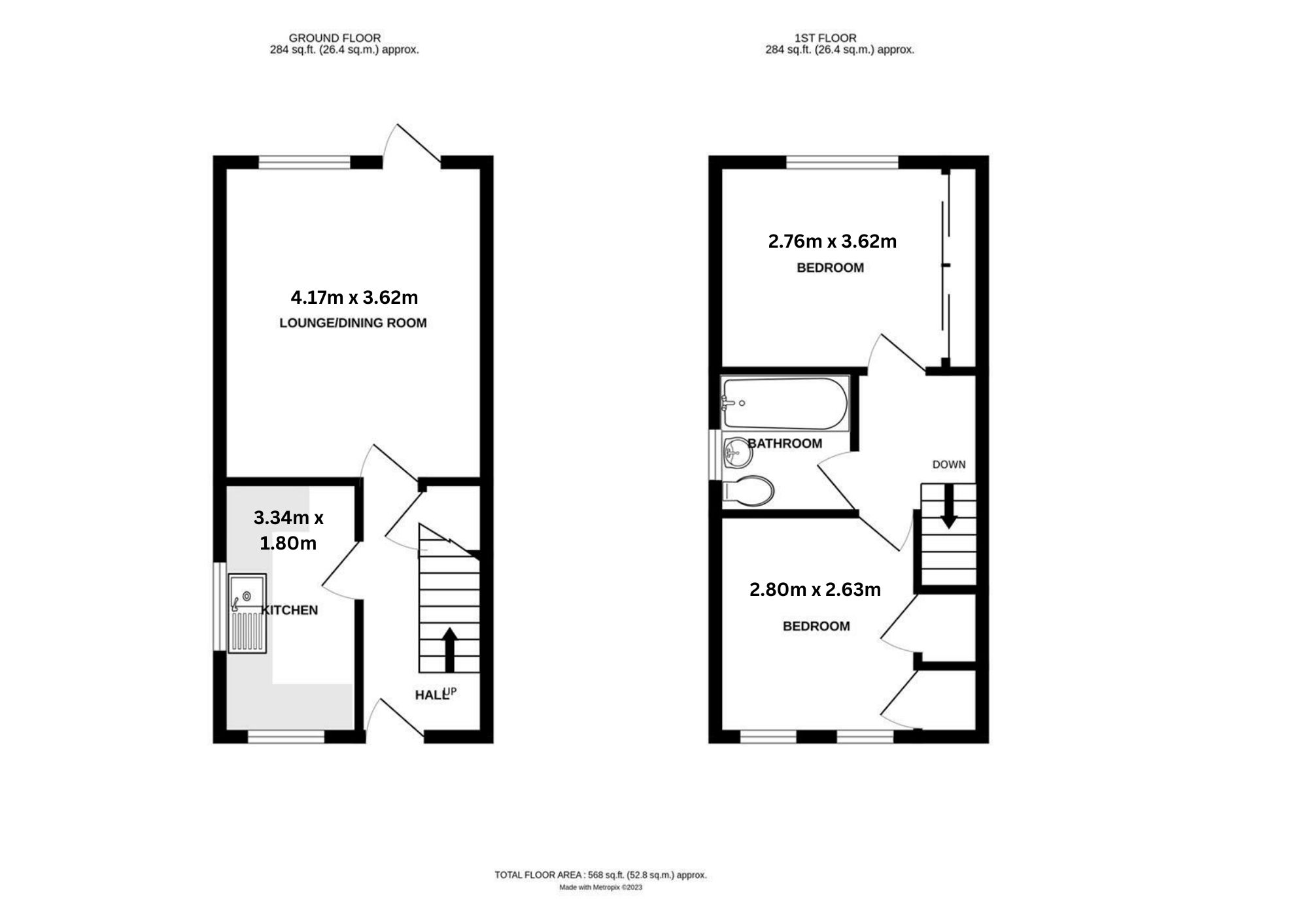 2 bed house to rent in Arlidge Crescent, Kenilworth - Property floorplan