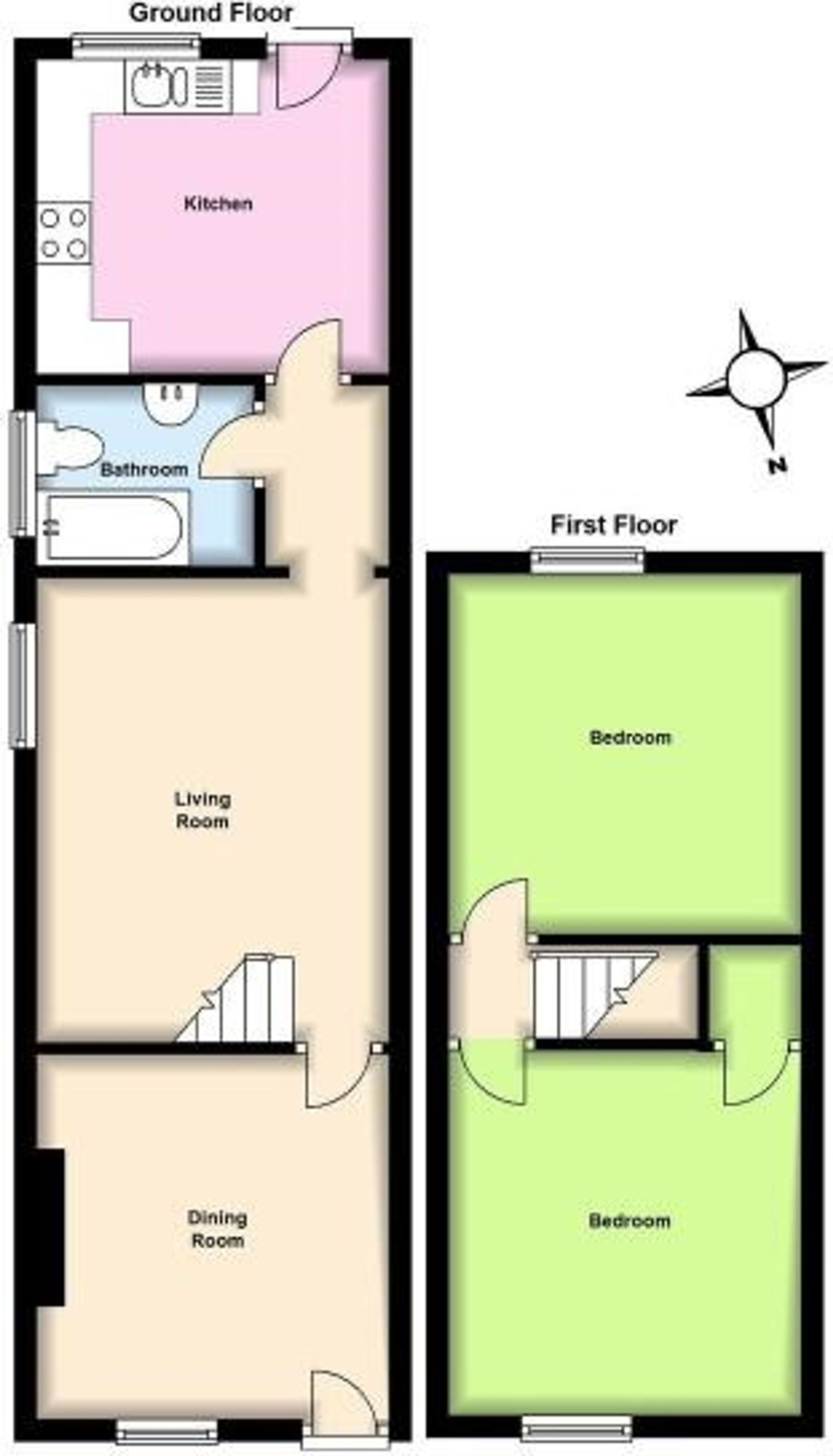 2 bed end of terrace house to rent in Princes Street, Leamington Spa - Property floorplan