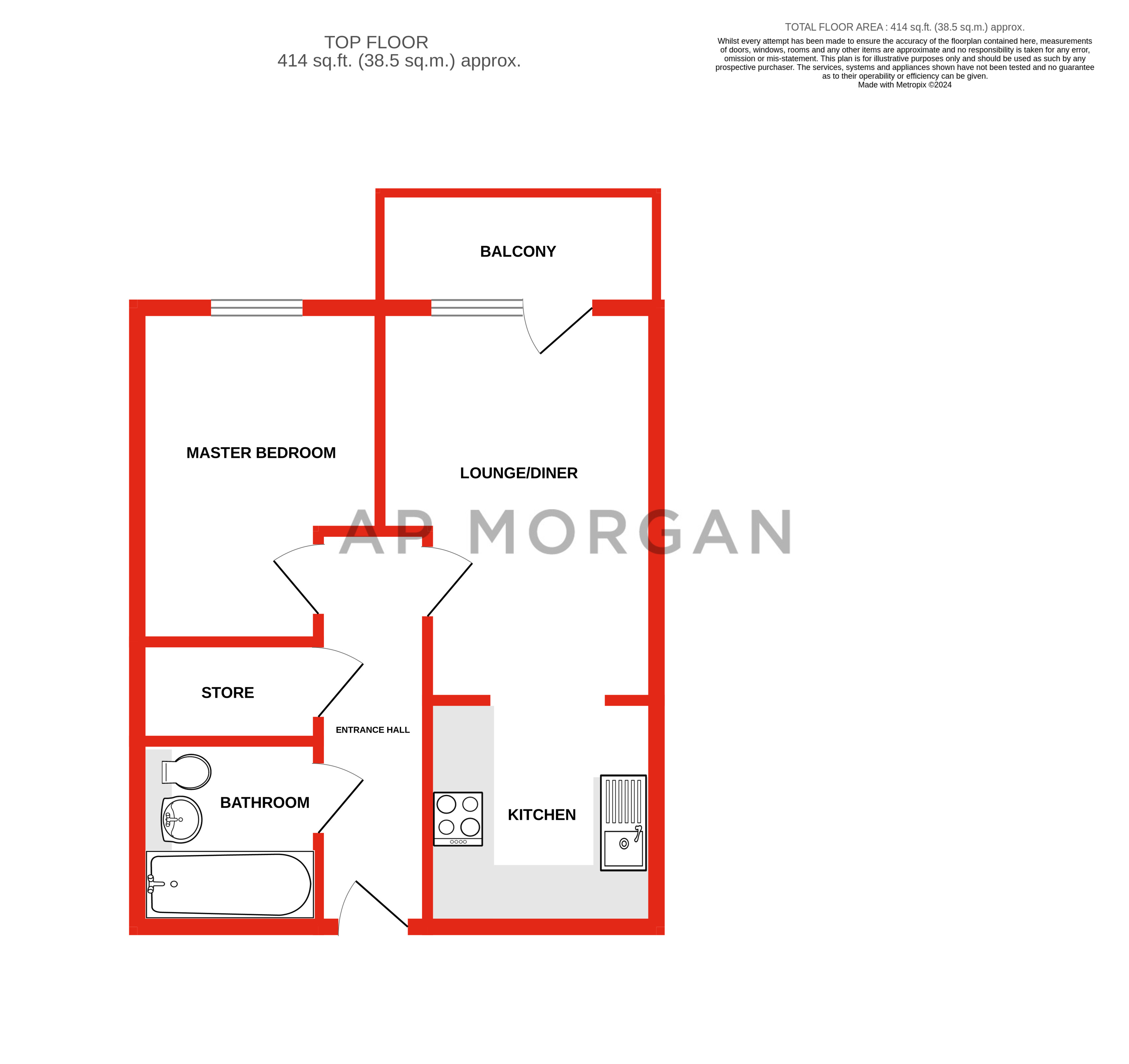 1 bed apartment to rent in Granville Street, Birmingham - Property floorplan