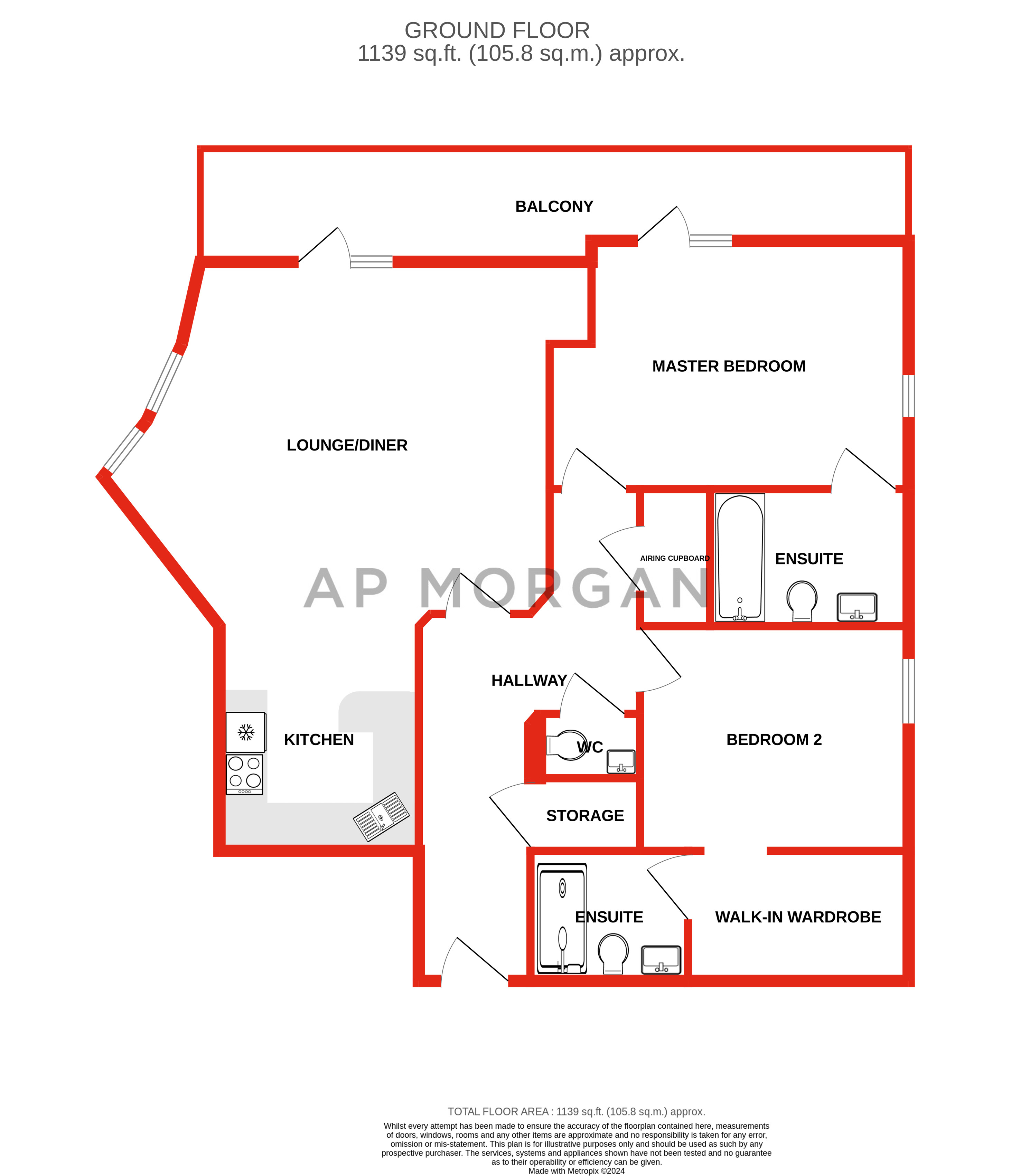 2 bed apartment to rent in Essex Street, Birmingham - Property floorplan