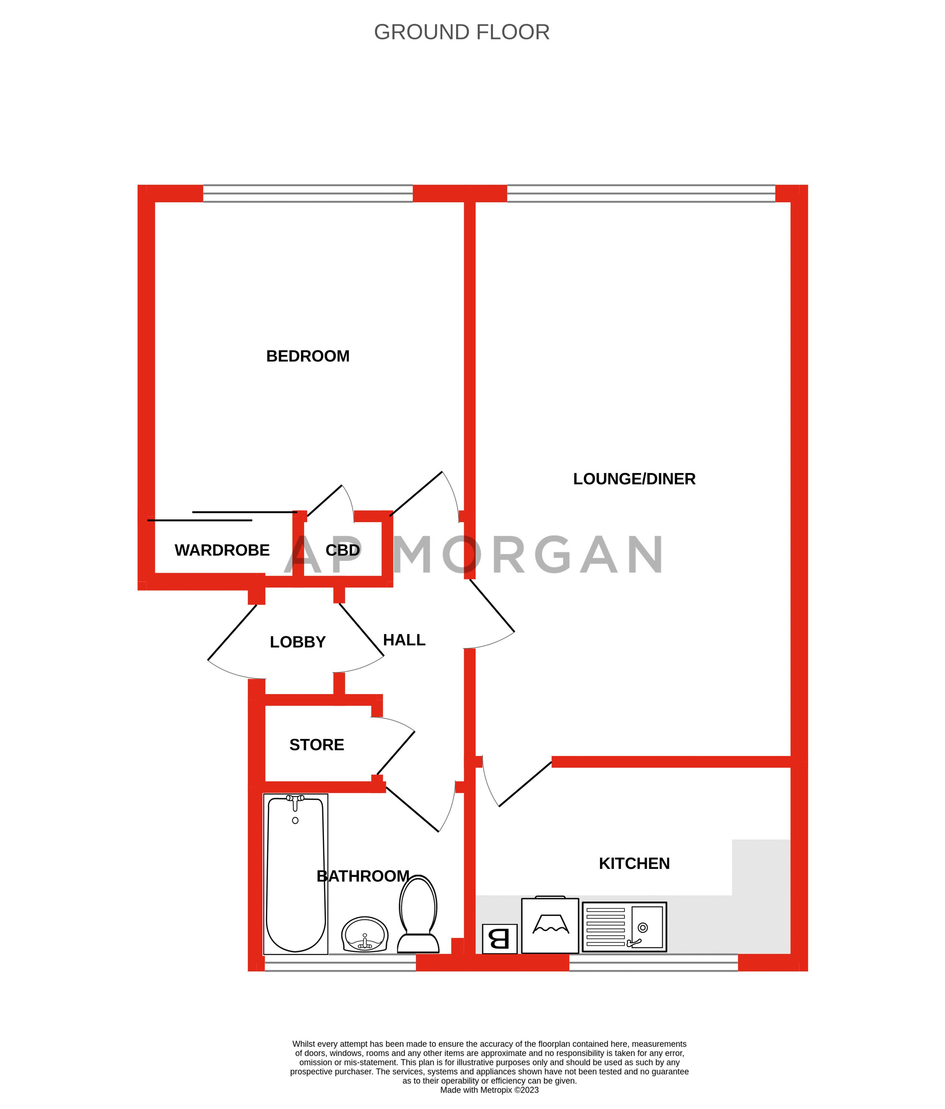 1 bed apartment for sale in Northfield Road, Kings Norton - Property floorplan