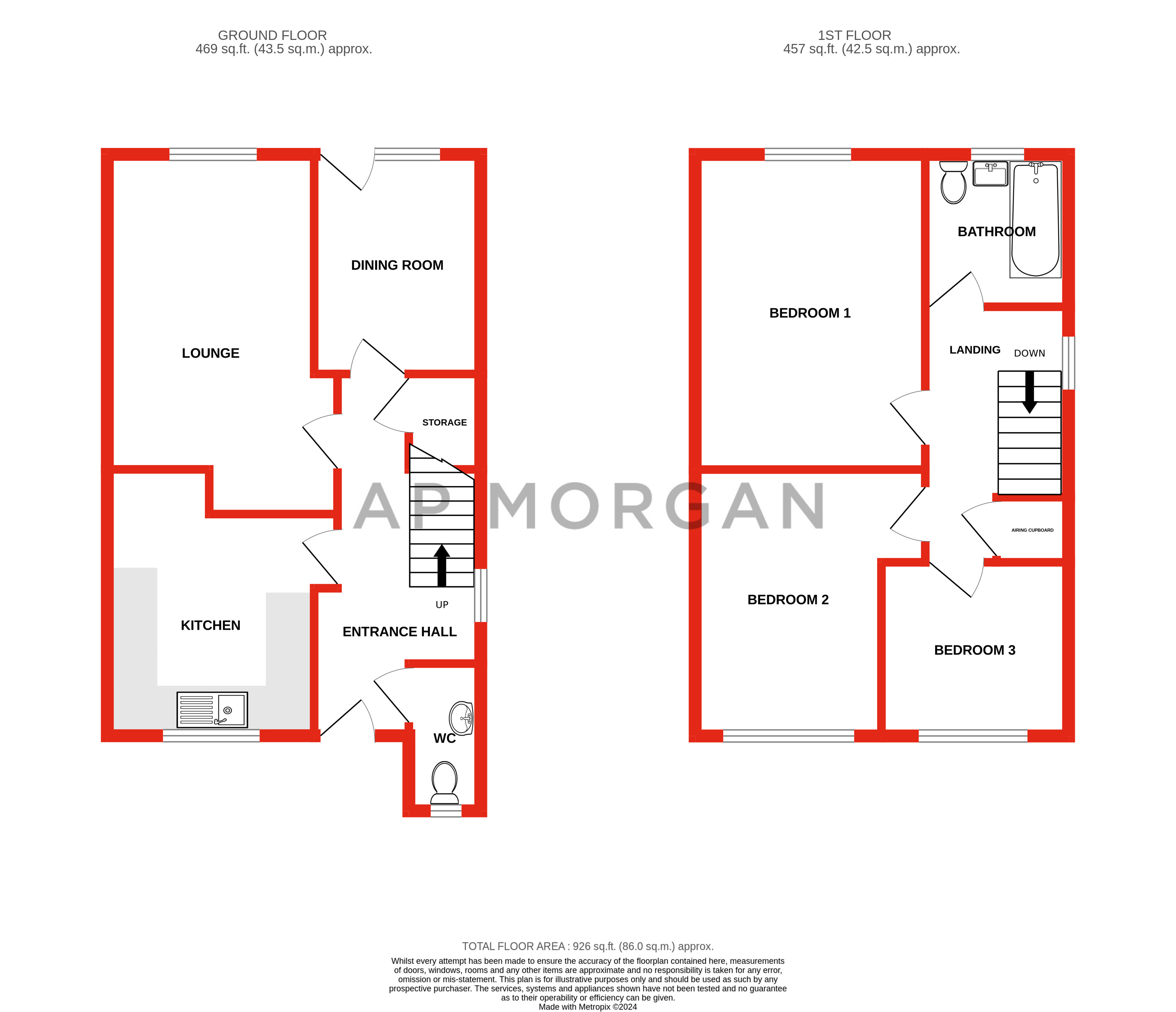 3 bed house for sale in Corwen Croft, Northfield - Property floorplan