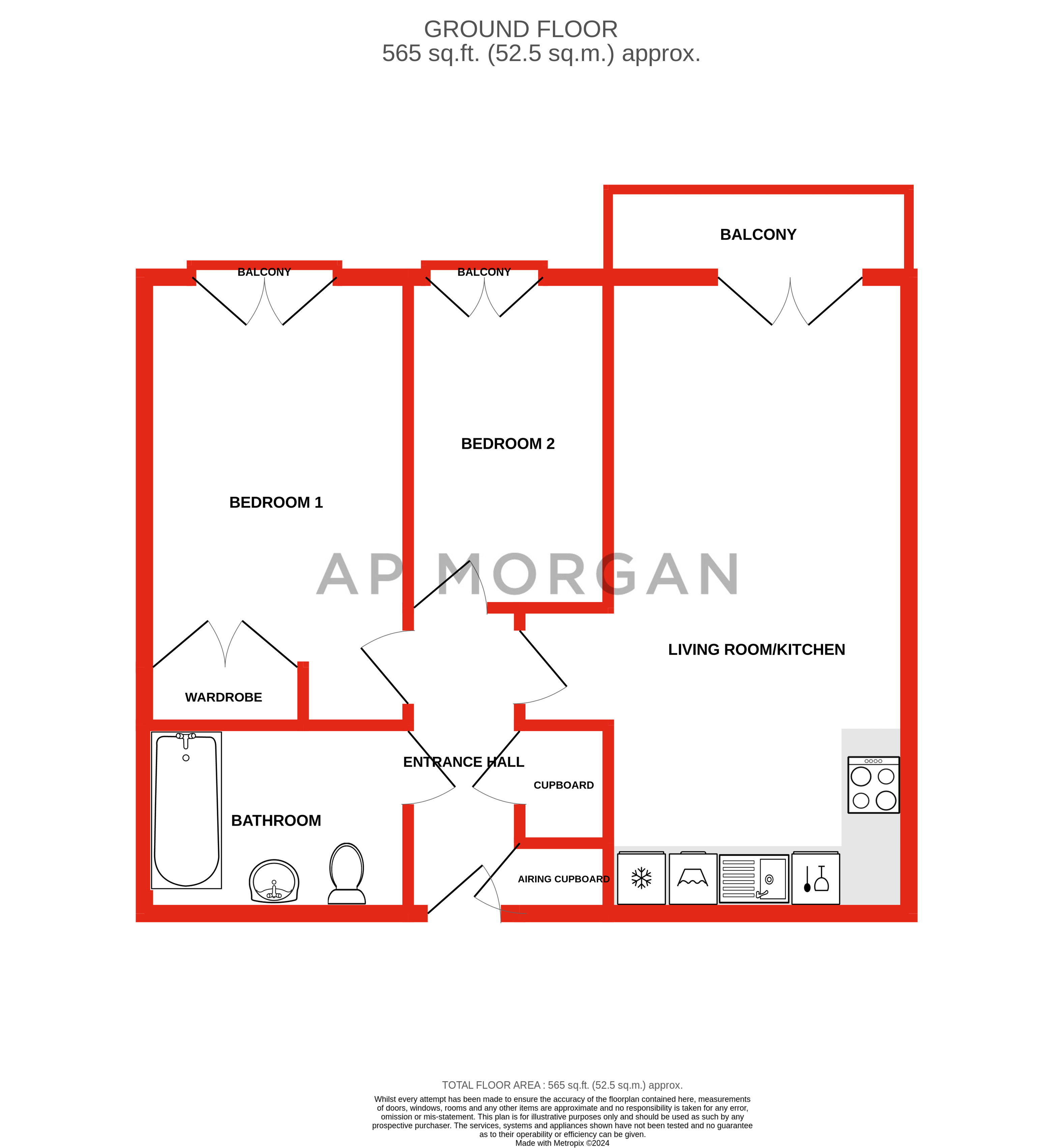 2 bed apartment for sale in Manor Road, Edgbaston - Property floorplan