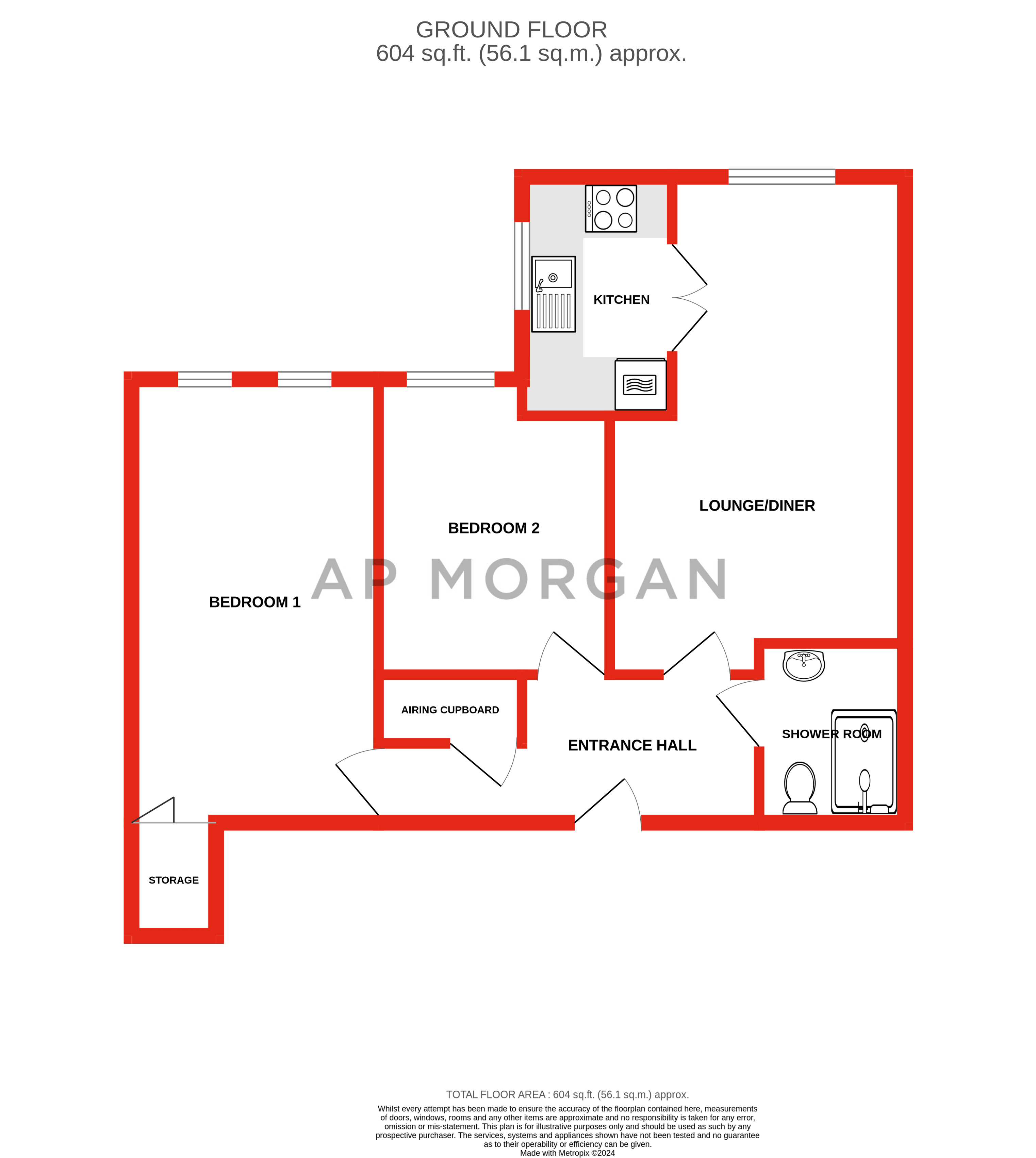 2 bed apartment for sale in Ashill Road, Rednal - Property floorplan